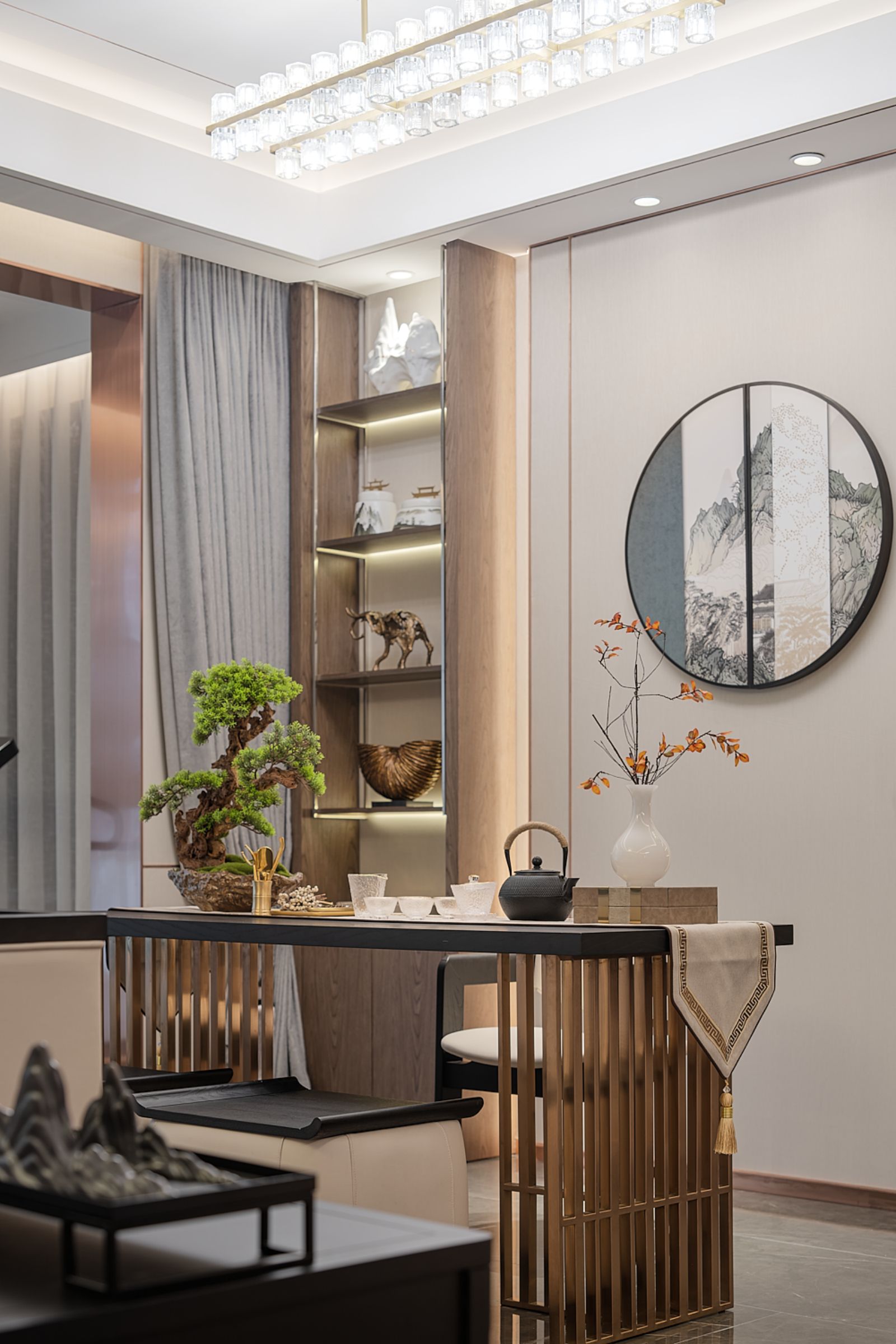 将中国元素融入客餐厅卧室丨中国驻马店丨运成设计-19