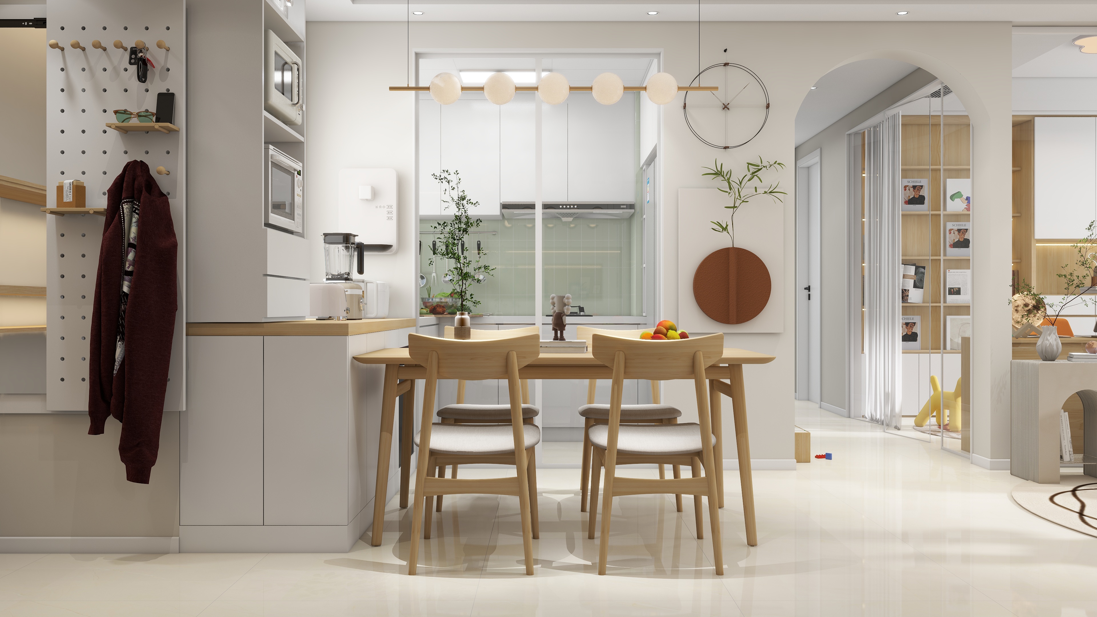 90㎡治愈系奶油风丨90空间设计-15