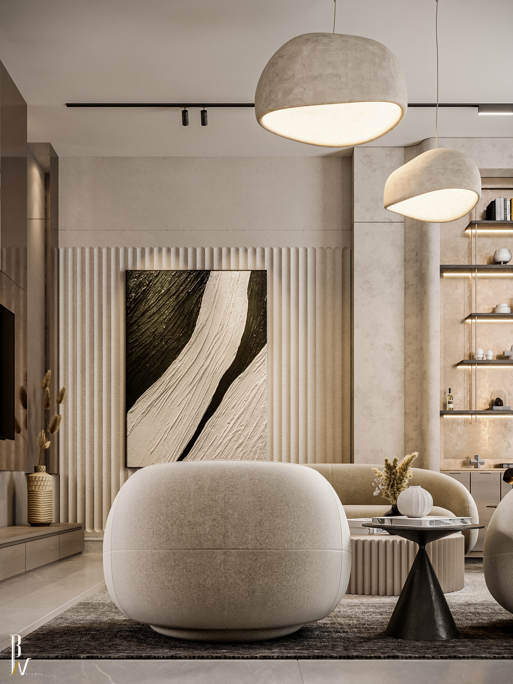 客厅设计丨Oman丨Black N White-9