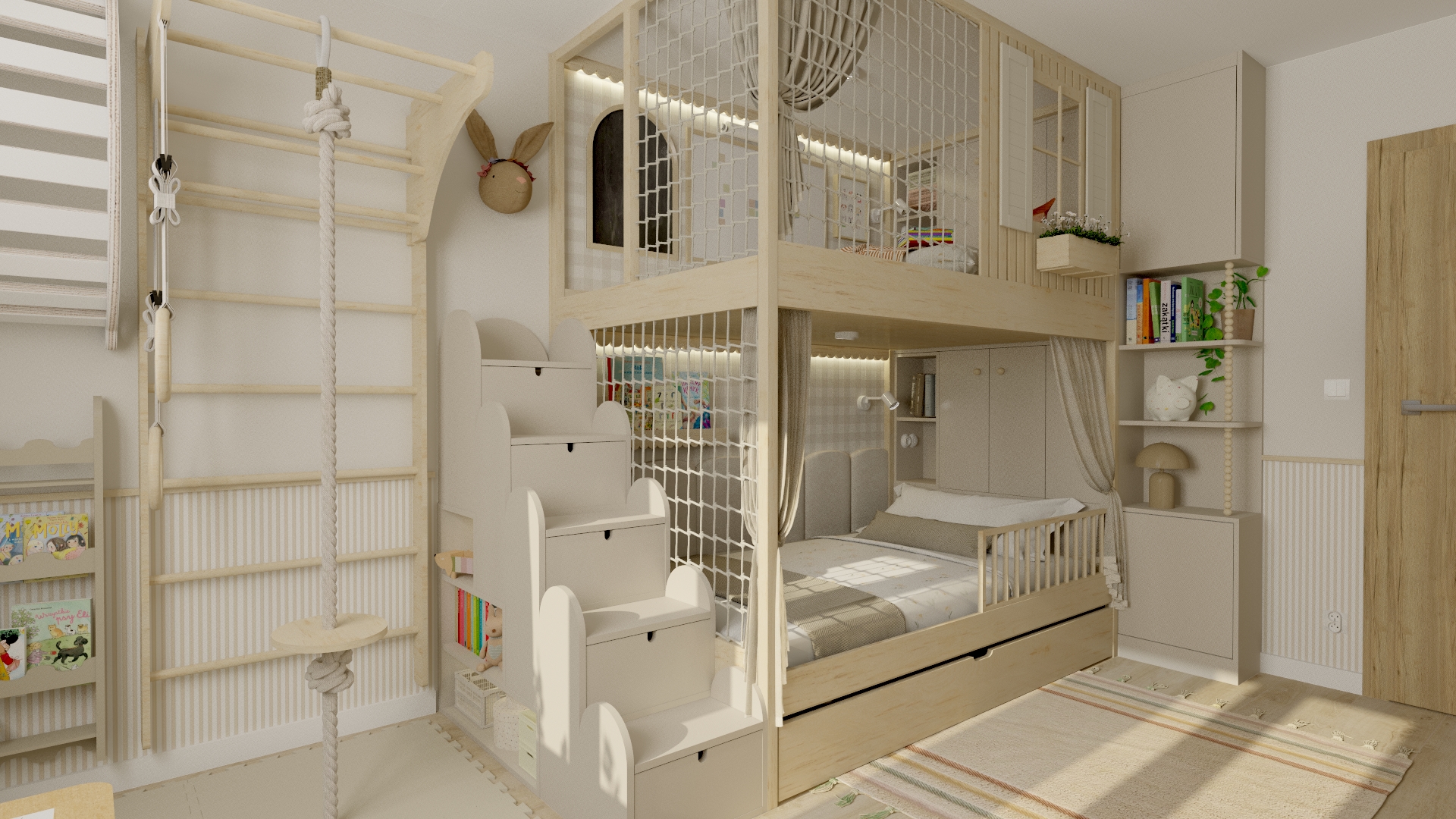 Pokój Zosi z antresolą w wersji beżowej | Wrocław-1