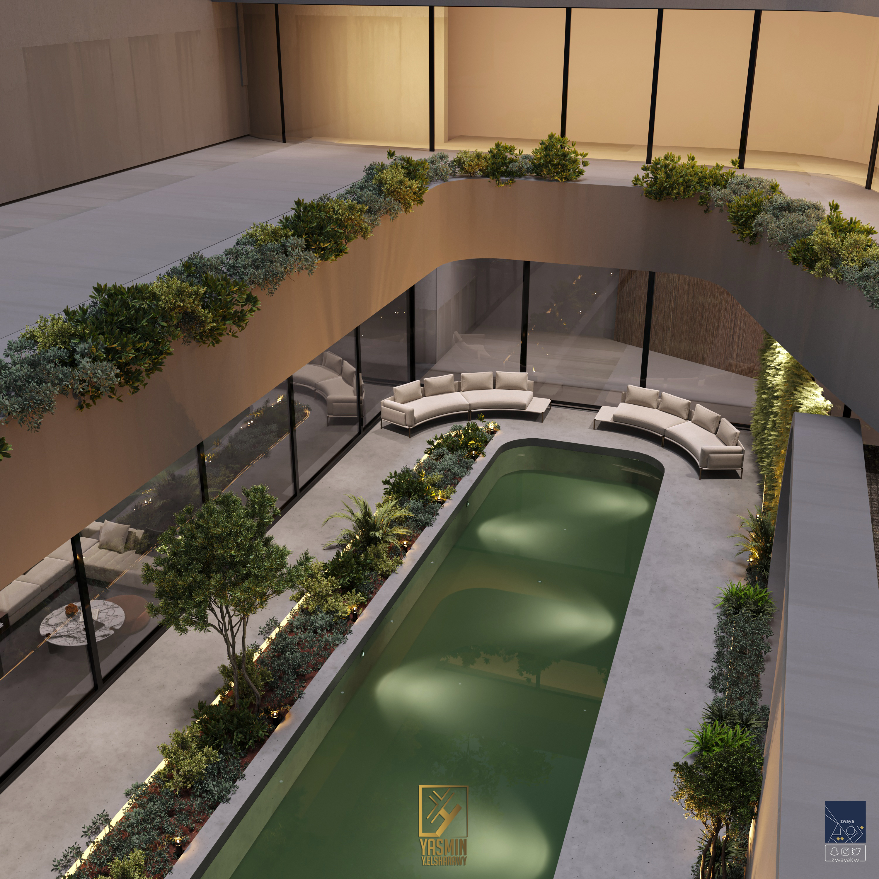 现代别墅外观和泳池设计丨yasminy.elsharawy-18