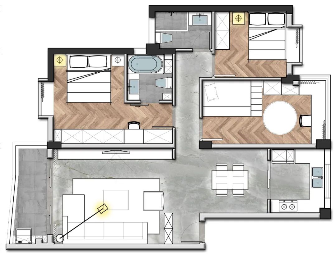 金牛作 | 香溪庄 96.8 平三房两卫精装案例-20