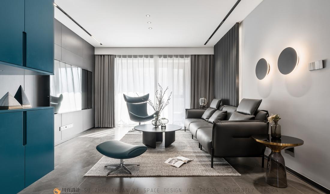极简黑白灰空间中的宁静“蓝”-3