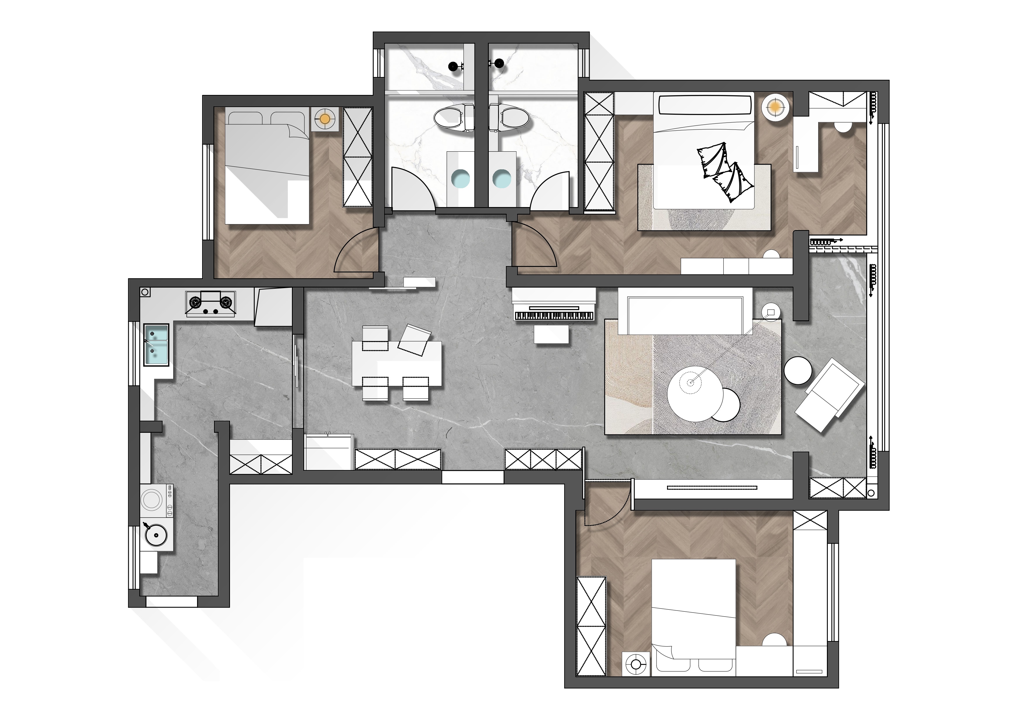 飞墨新作 || 三世同堂居132㎡现代简约家，高度舒适感拿捏！-24