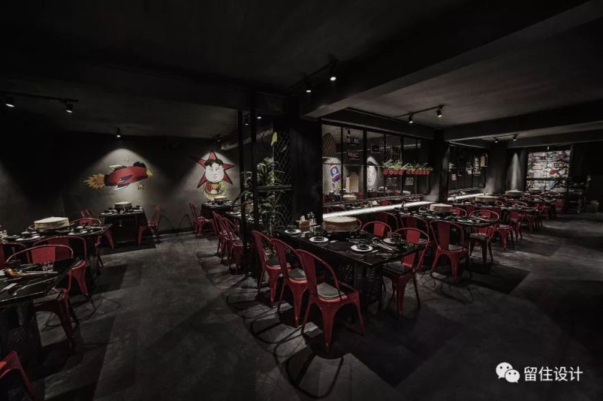 潮仙蒸锅 | 简约工业风的海鲜餐厅设计-3