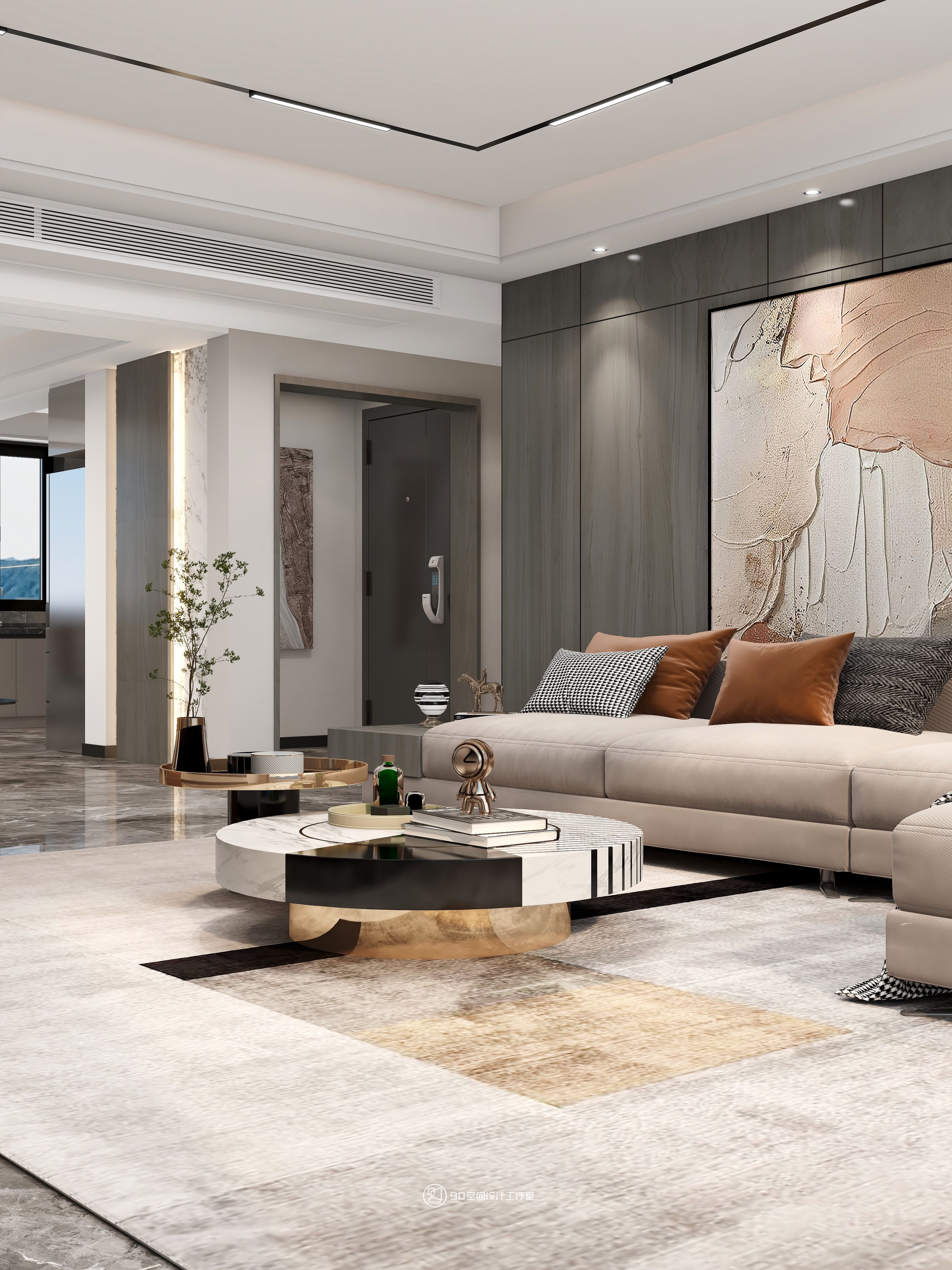 189㎡轻奢复式住宅设计丨90 空间设计-5