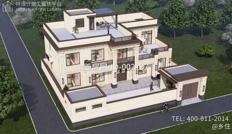 【设计师案例】土建参考造价62万,面宽19.1m×进深10.6m山东临沂二层新中式别墅-38