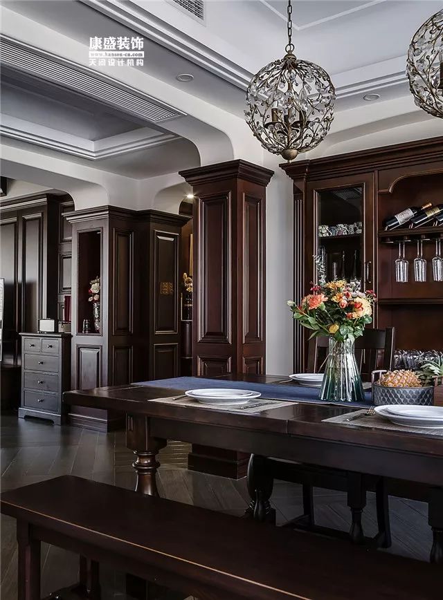康盛装饰┃180㎡美式复古私宅·一步一景的视觉盛宴-96