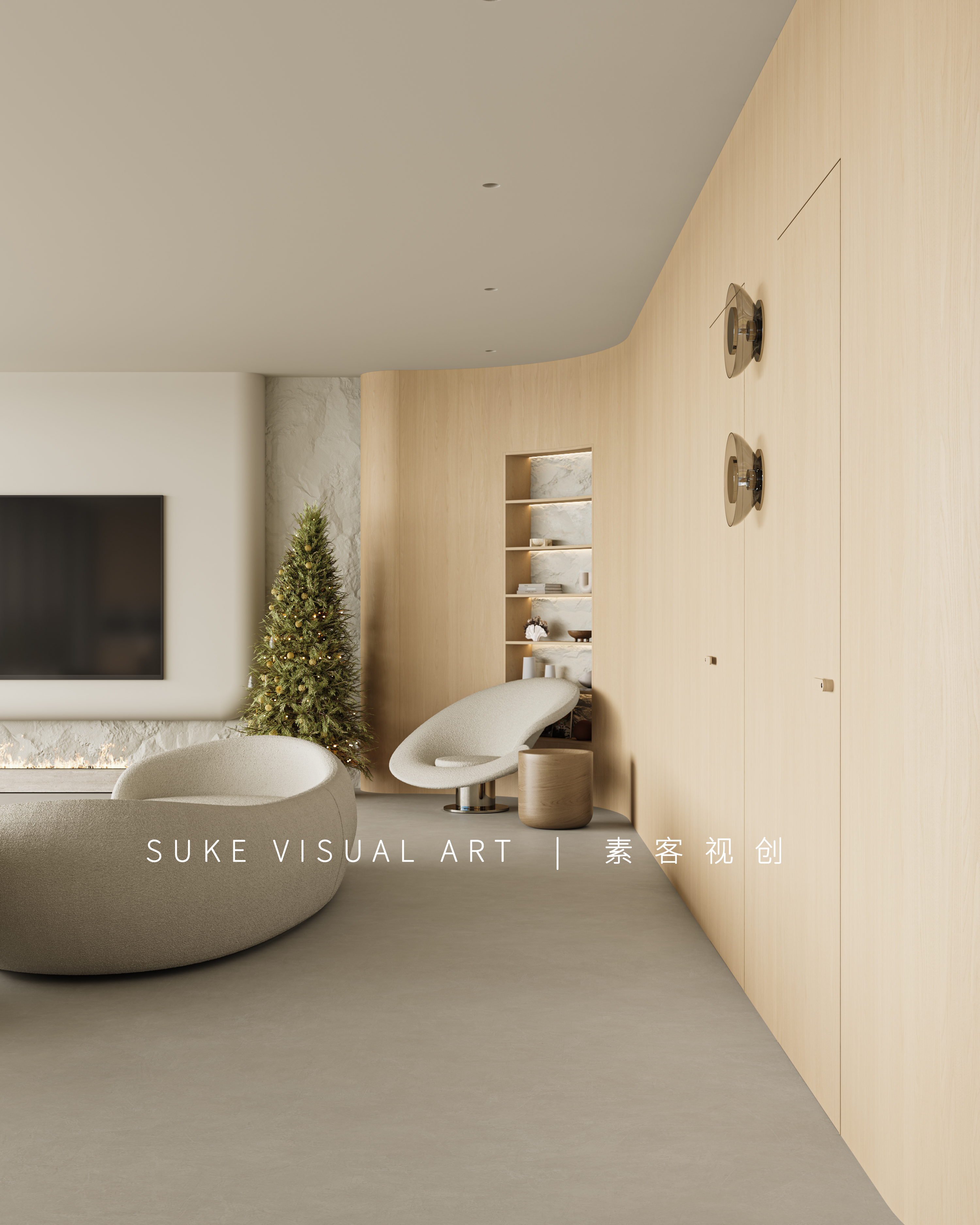 效果图室内表现 室内设计原木风-2