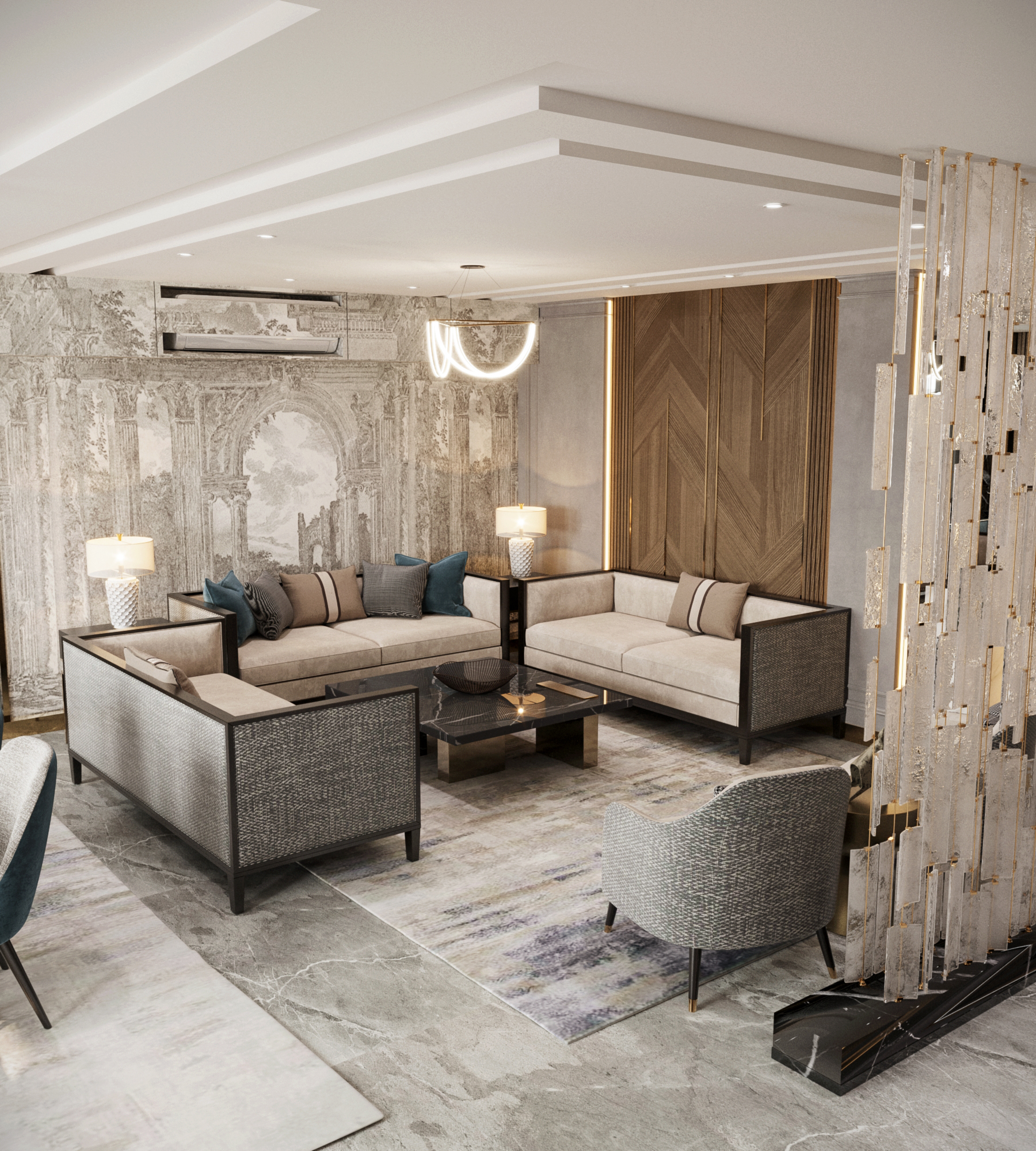 接待家庭客厅丨沙特阿拉伯丨Sara Lotfy-9