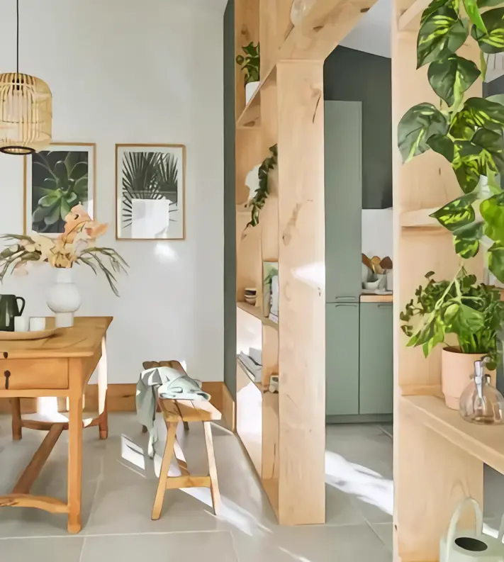 自然色厨房设计,开放式隔墙打造舒适空间-5