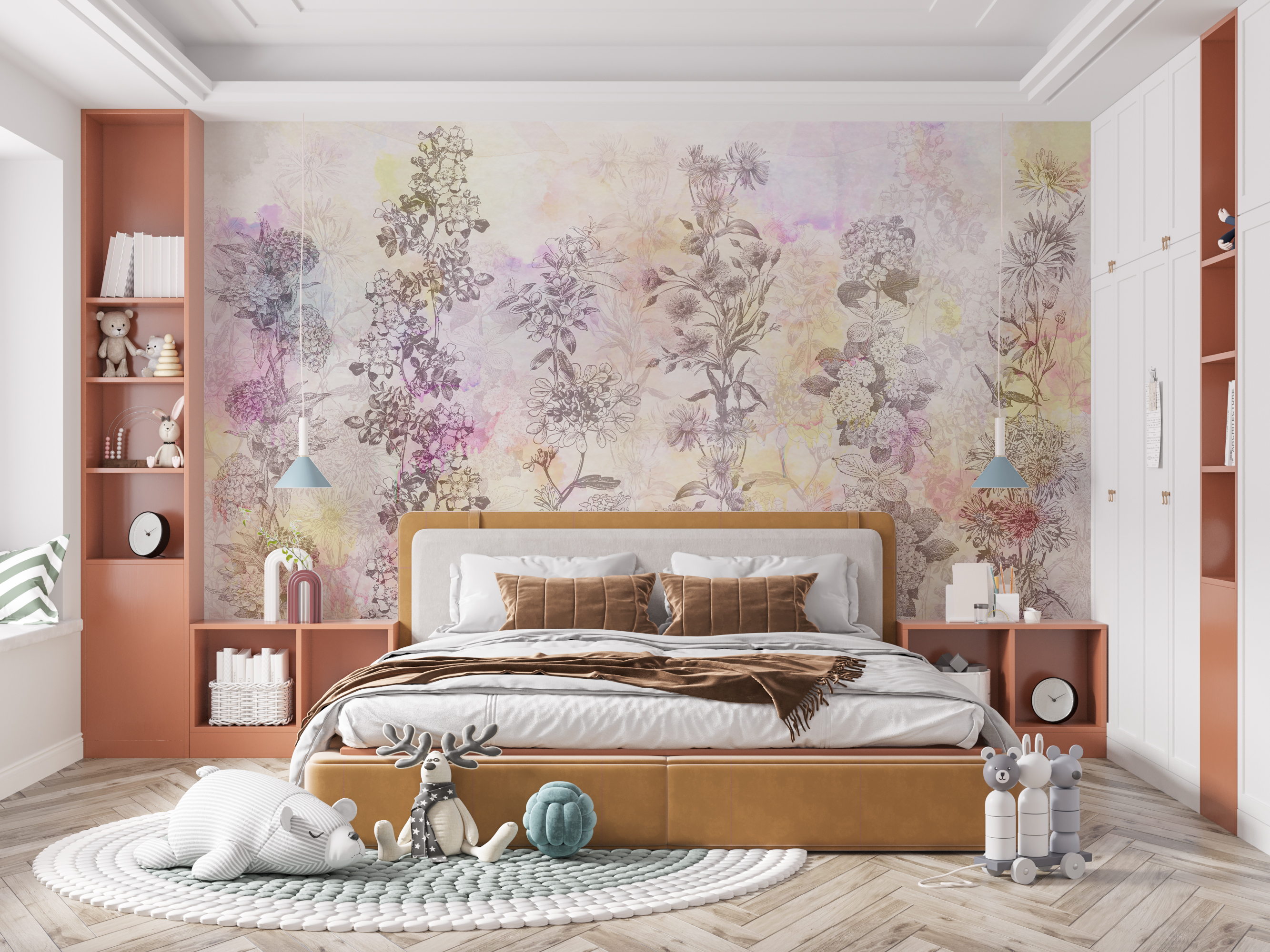 Watercolor and pencil. Wallpaper and textile print-3