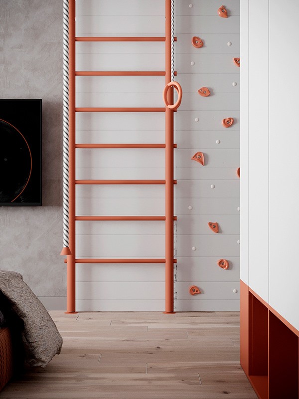 90㎡公寓 高级灰+橘色，百看不厌的组合-19