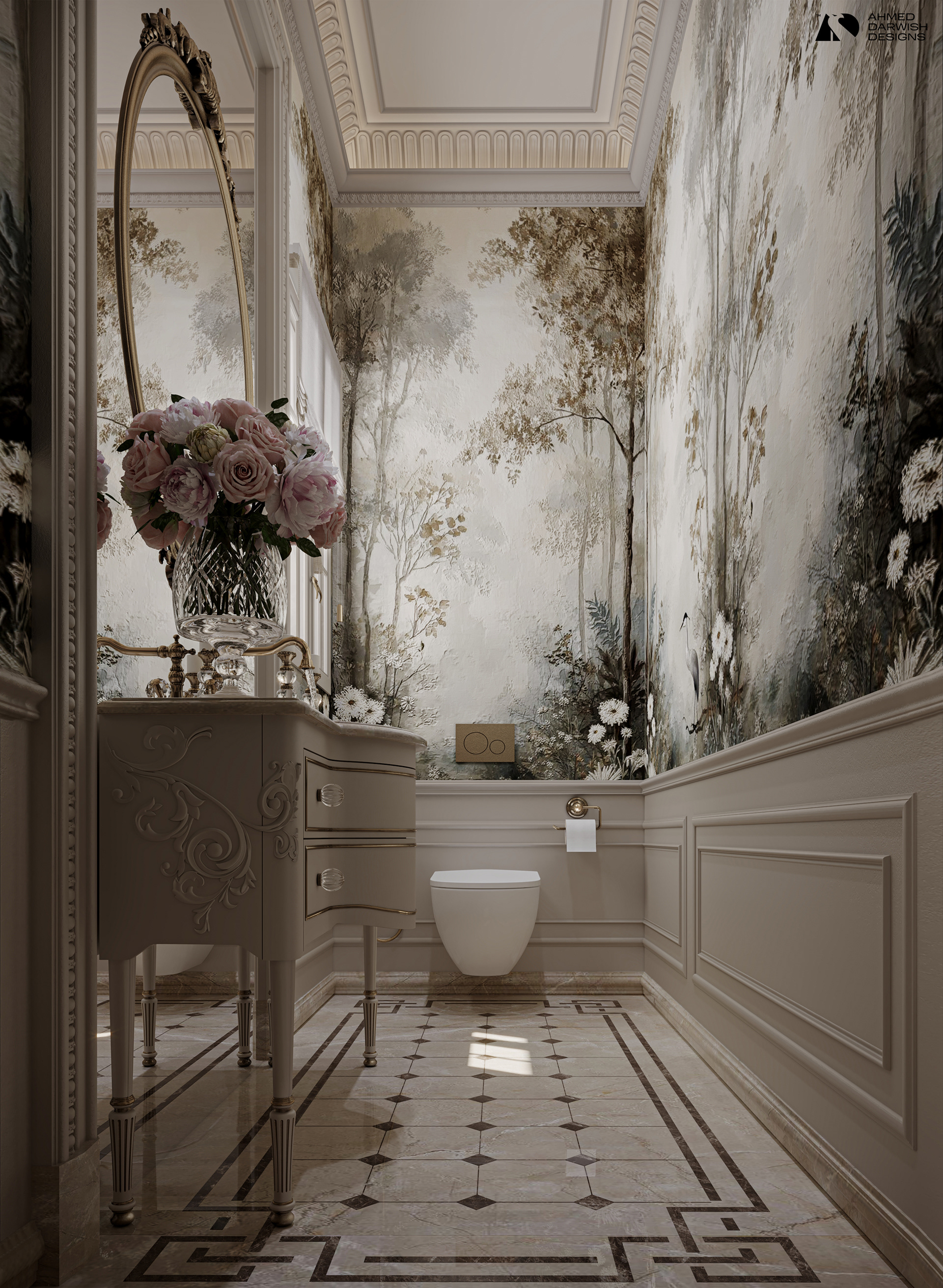 Classic Guest Bathroom（经典客用卫生间）丨埃及开罗丨Ahmed Darwish Designs-2