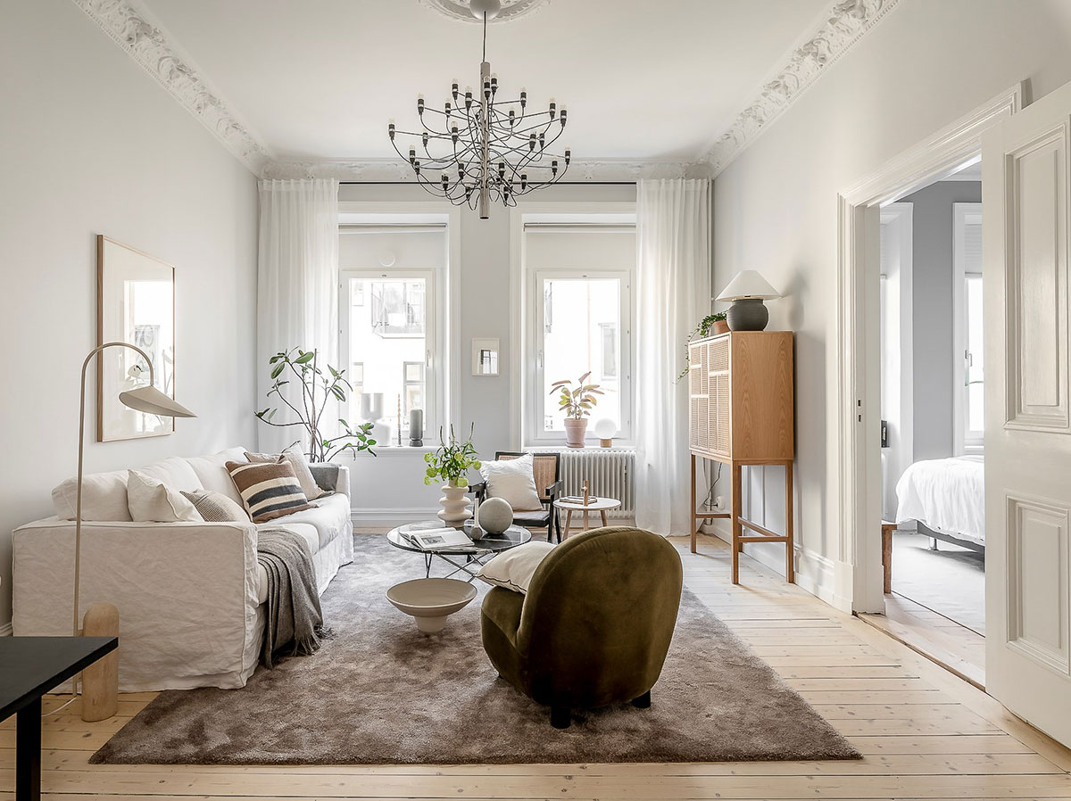 哥德堡公寓 | 温馨的粉色调与花卉壁纸的完美结合-1