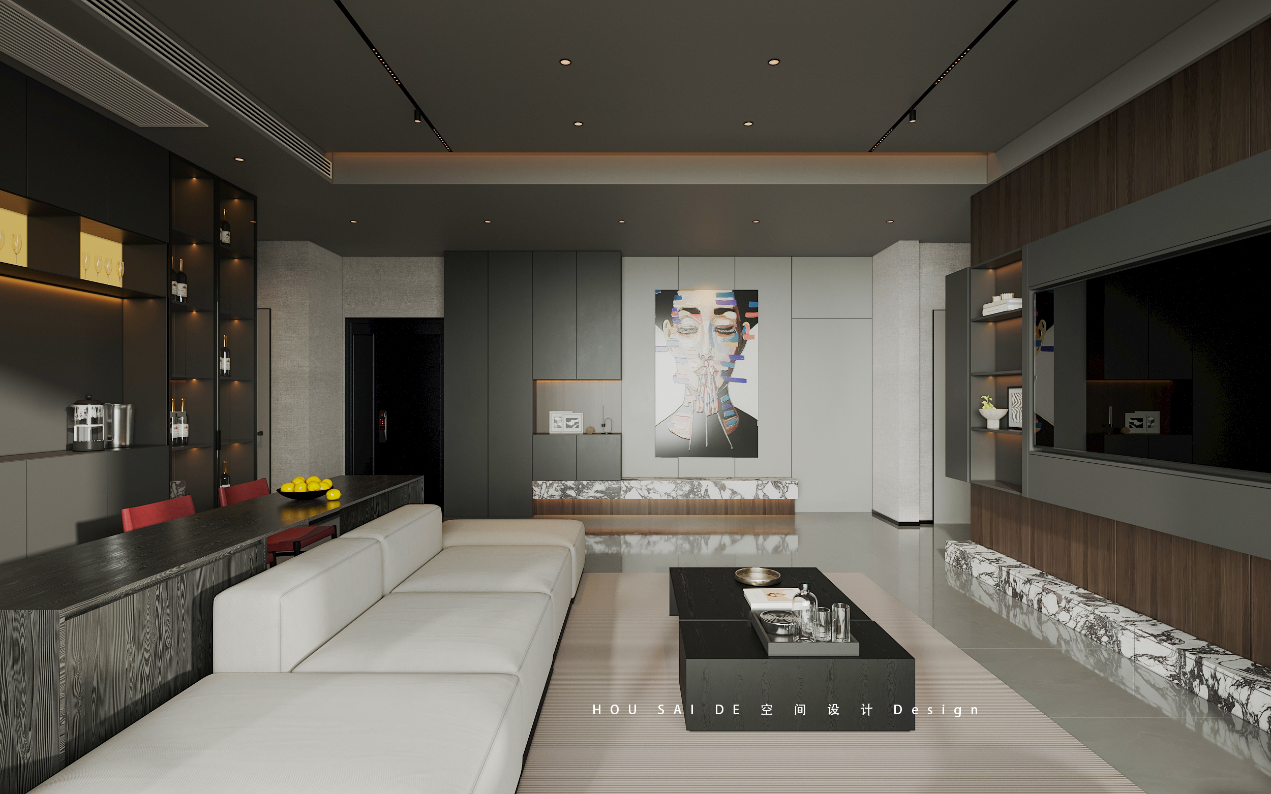 暗黑极简风格室内设计丨中国河北丨HSD 设计林-15