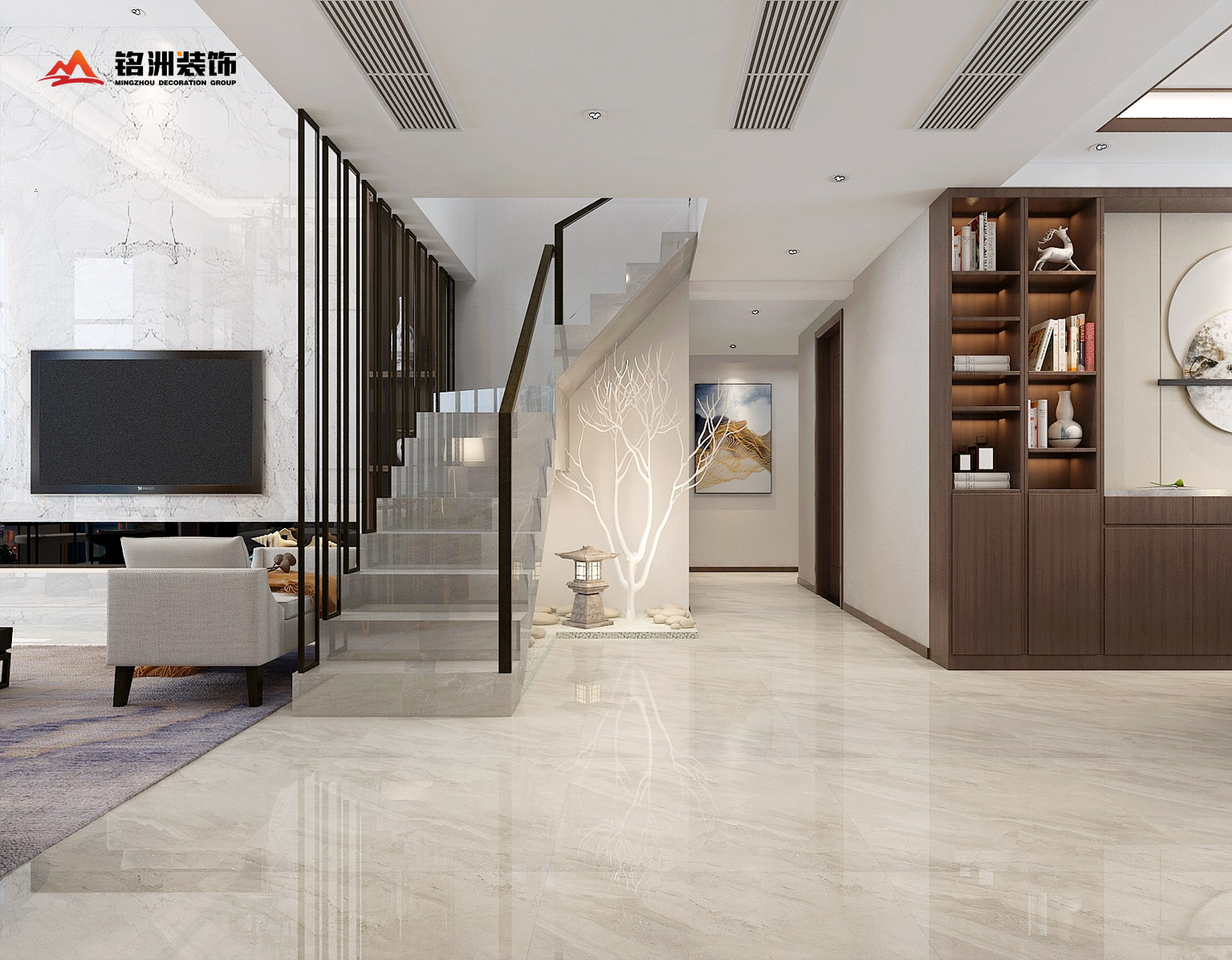 商丘建业山水湖城 252㎡顶复，东方美学的静谧表达-4