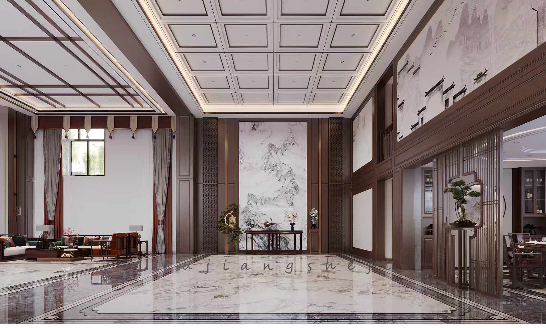 新中式别墅，以意会形的含蓄之美，还你一场风花雪月-8