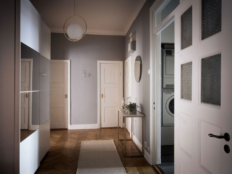 北欧风格粉色天花板公寓设计-13