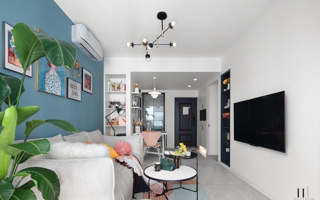 58 平米二手房重装 | 灰蓝茱萸粉的温馨小窝-10