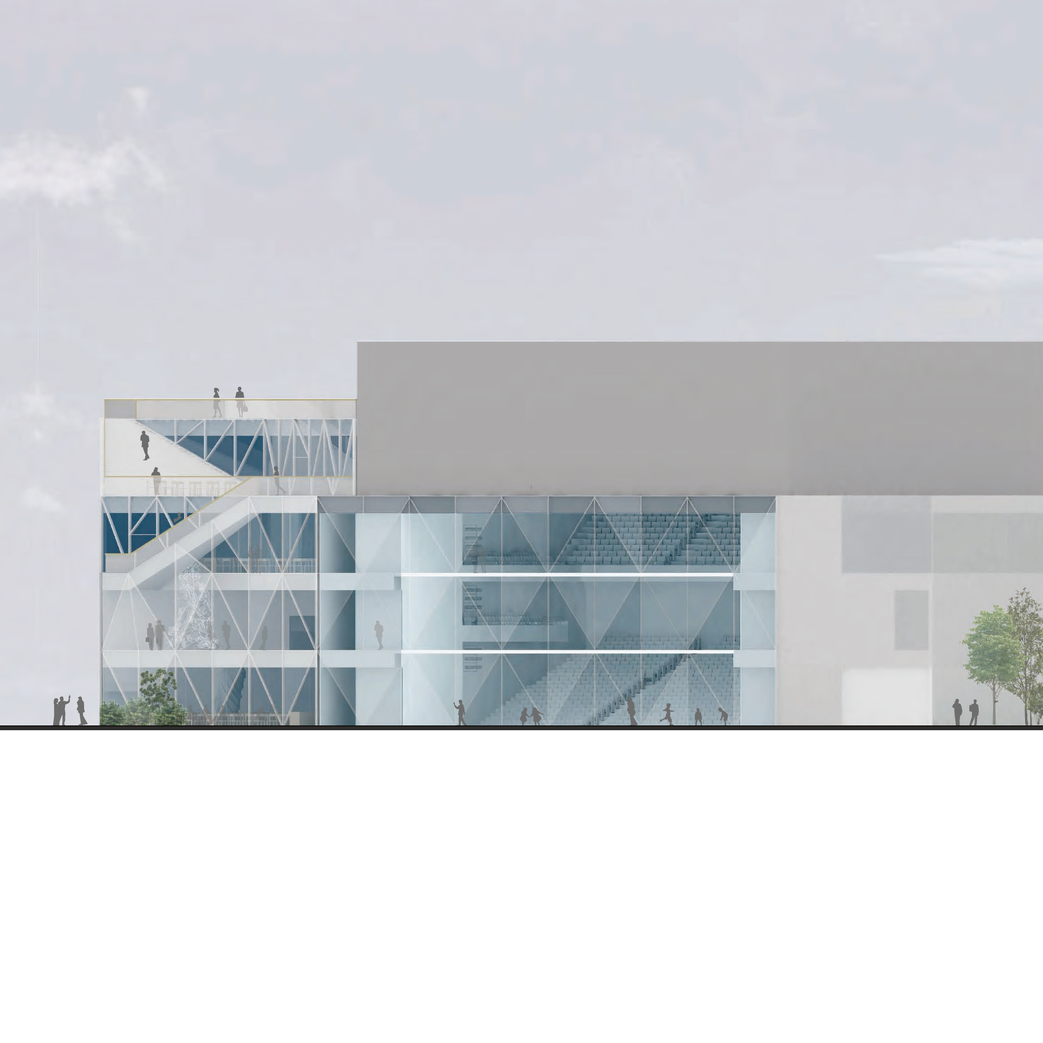 多功能大厅设计，融入城市景观，打造自然地形空间-7