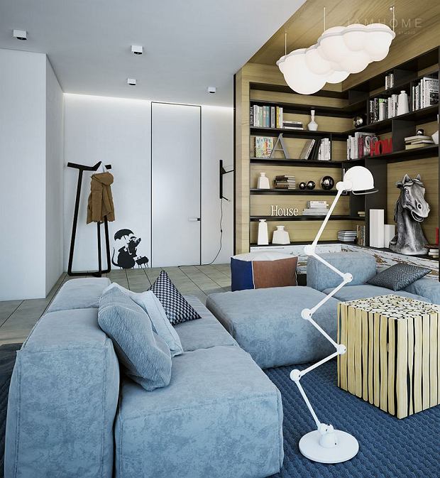 现代灰蓝色调公寓室内设计丨俄罗斯I AM HOME室内设计工作室-15