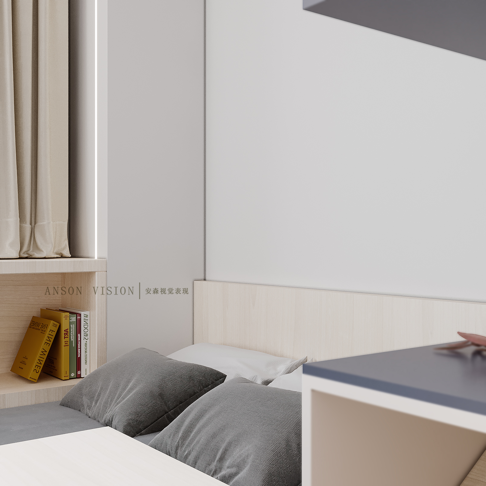 简约时尚的红蓝白小户型住宅设计-11