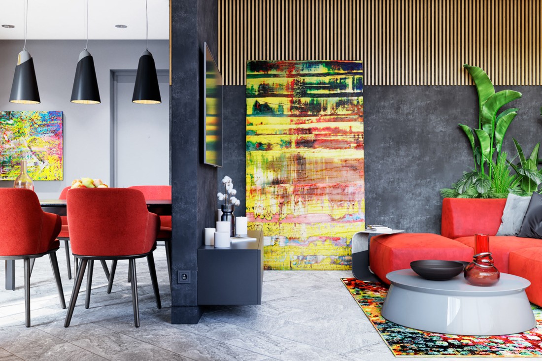 乌克兰 116㎡惊艳红色时尚美宅-5