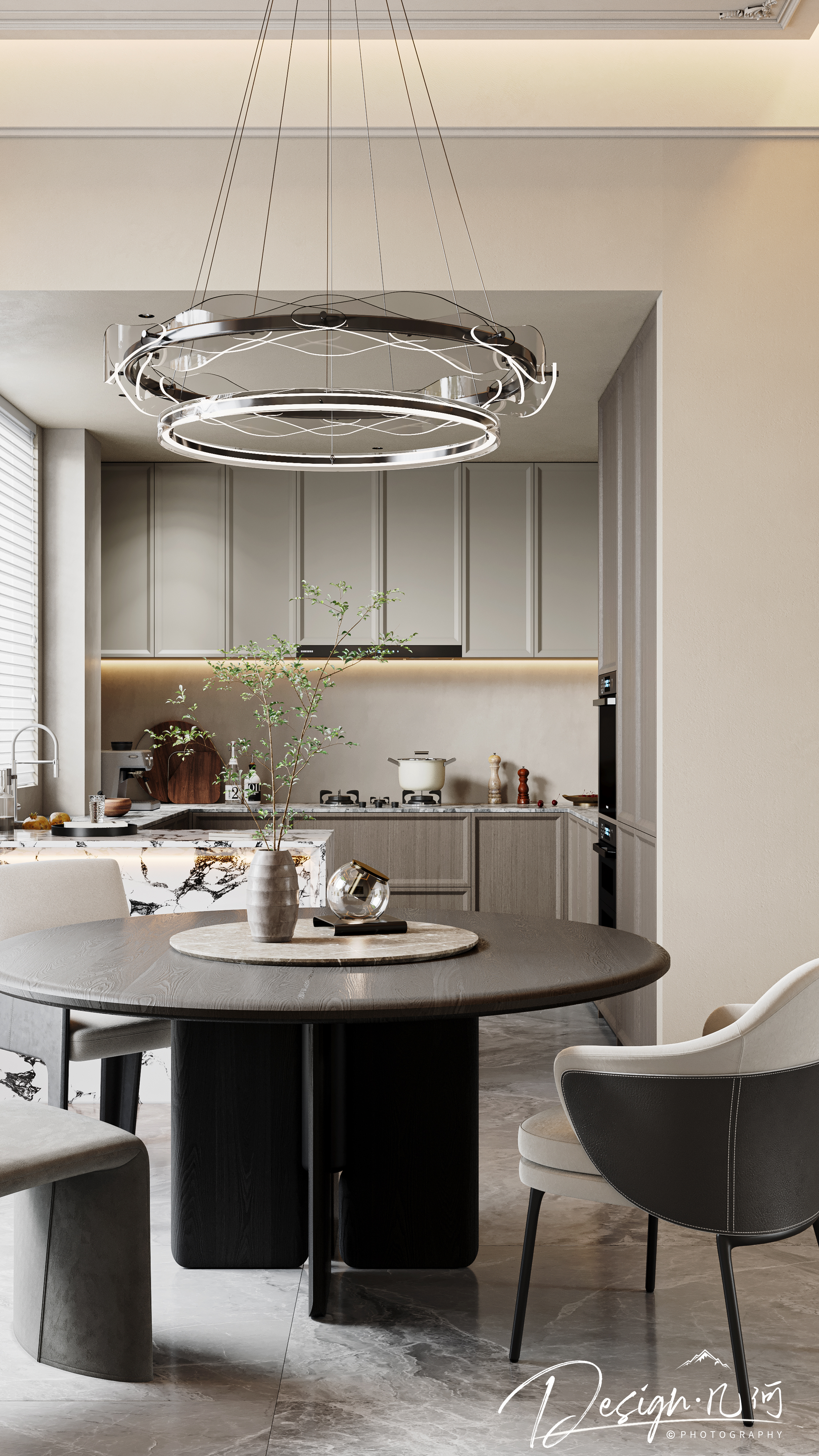 几何空间视觉表现 | 琥珀山庄法式客餐厅-24