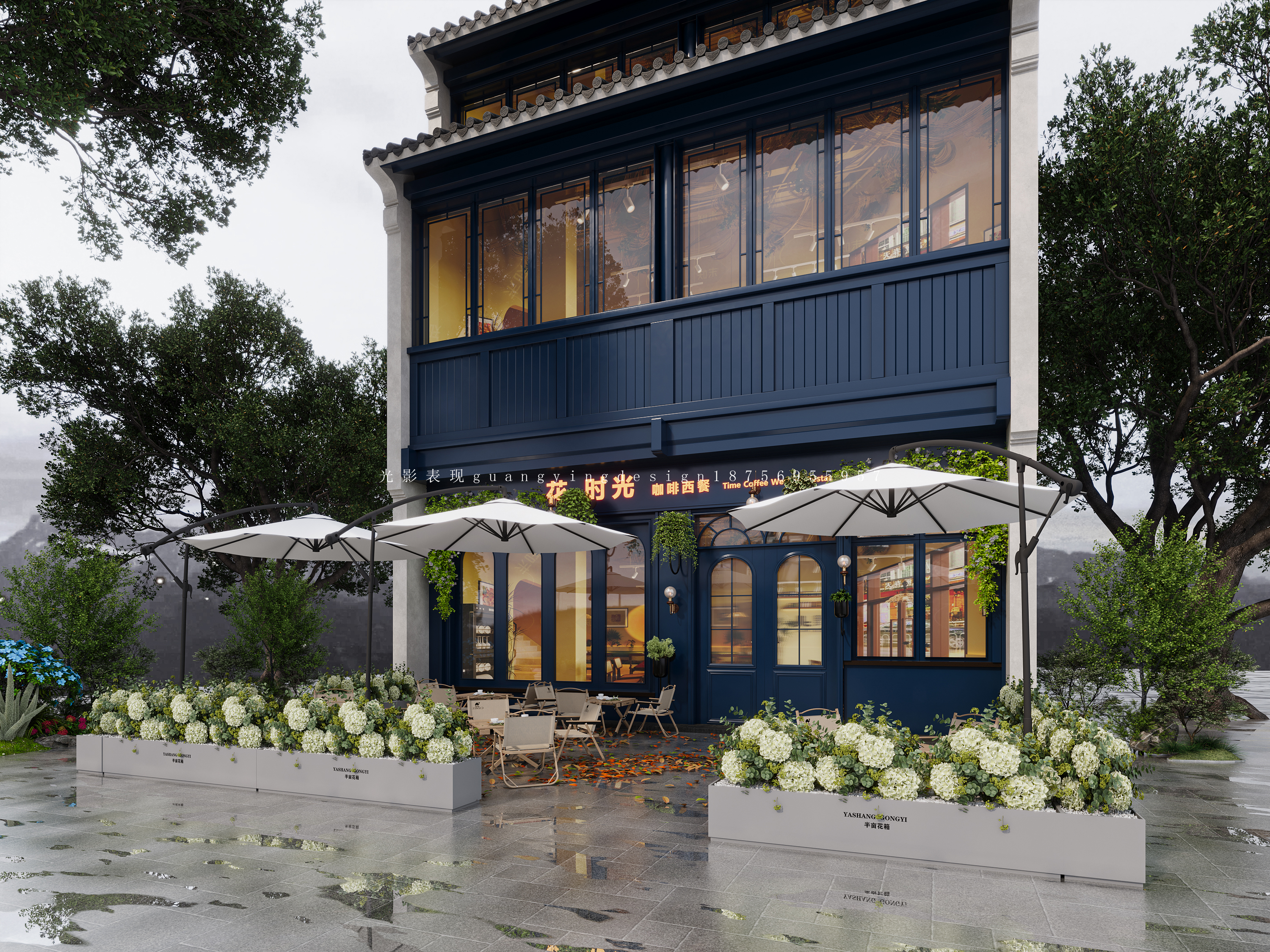 被鲜花包围的咖啡西餐店，太浪漫了-0