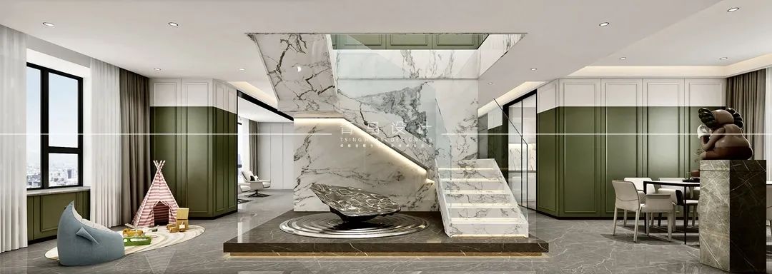 金辉世界城顶复现代轻奢别墅设计丨青马别墅设计-10