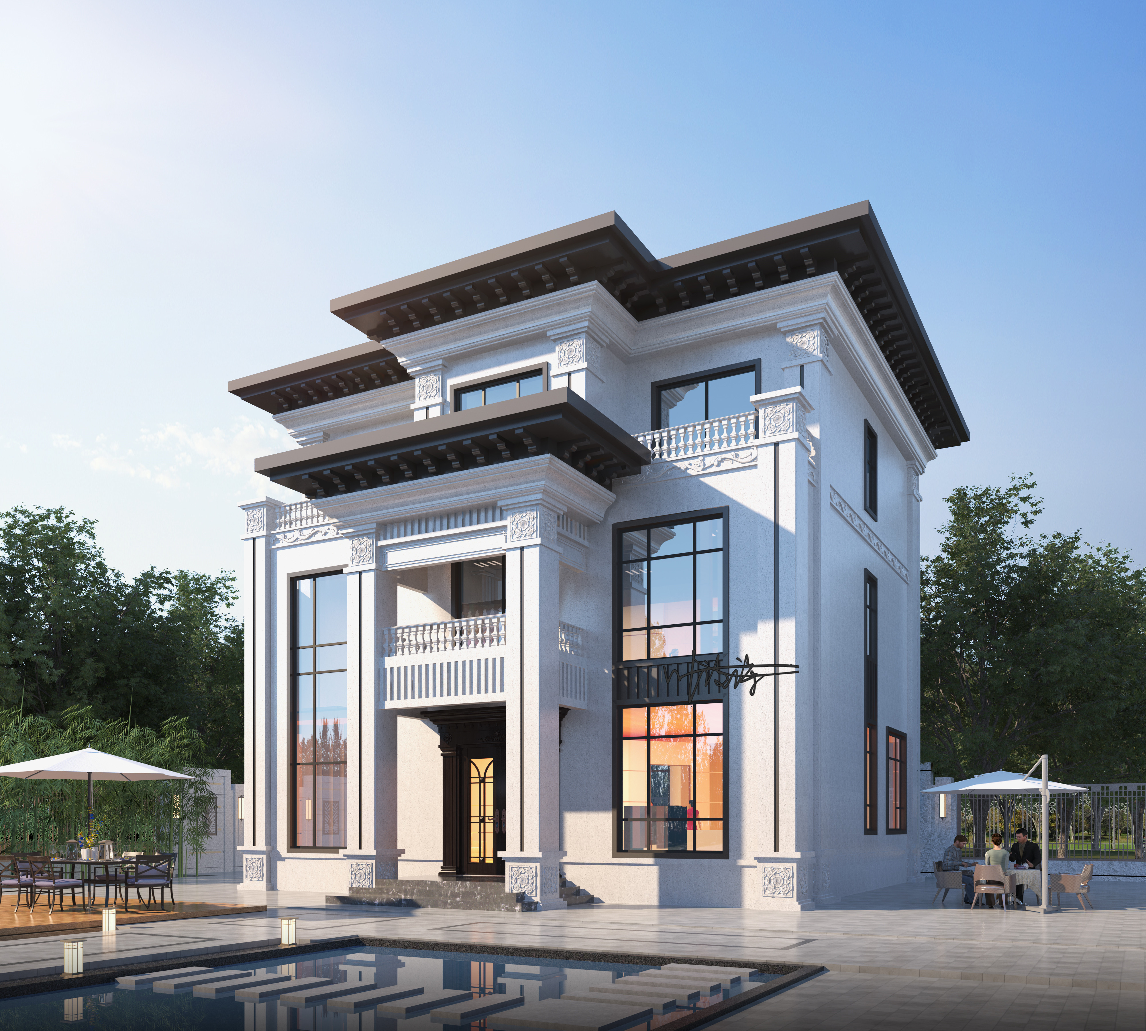 室外效果图 别墅外立面-1