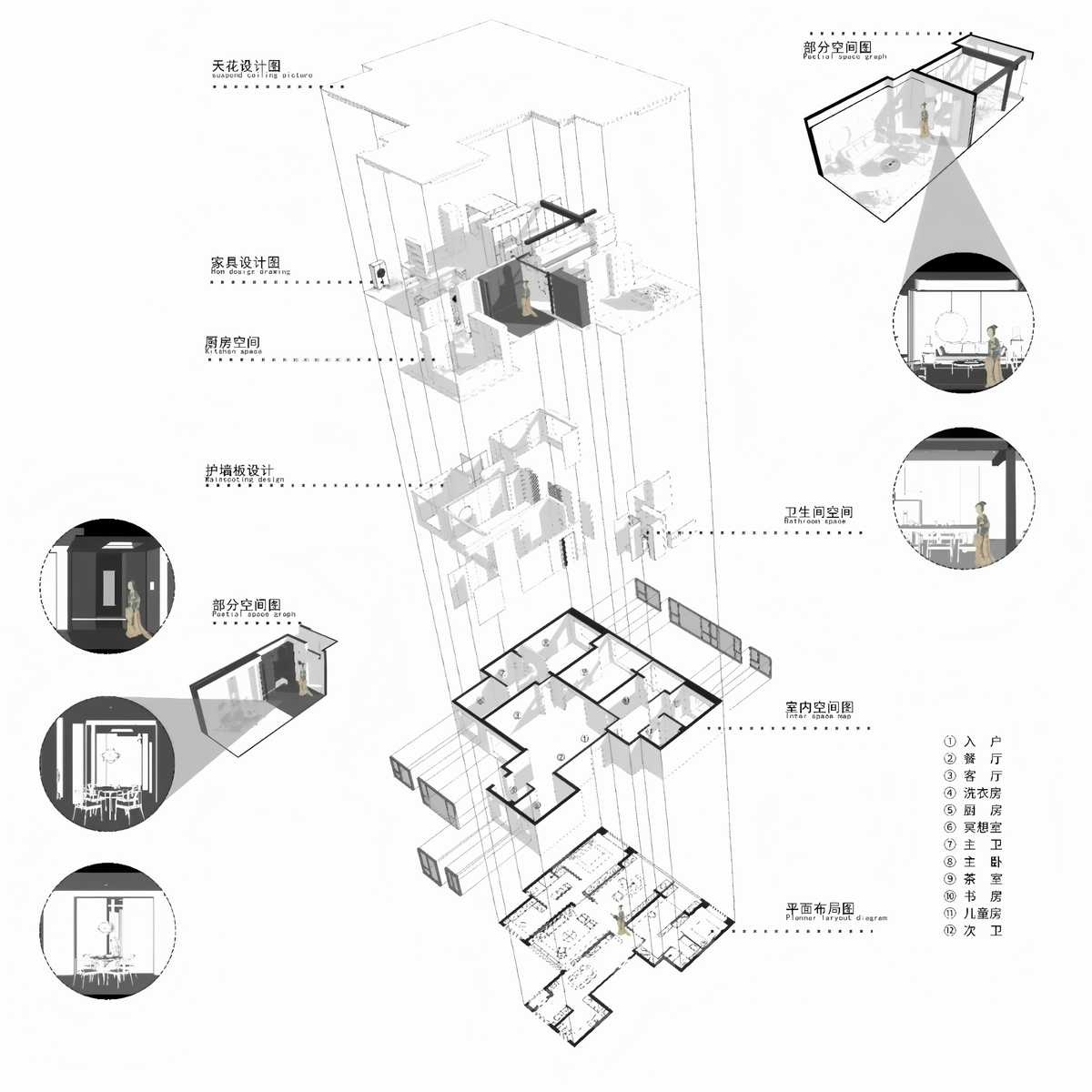 西安金泰东郡平层255㎡丨中国西安丨西安左山空间艺术-4