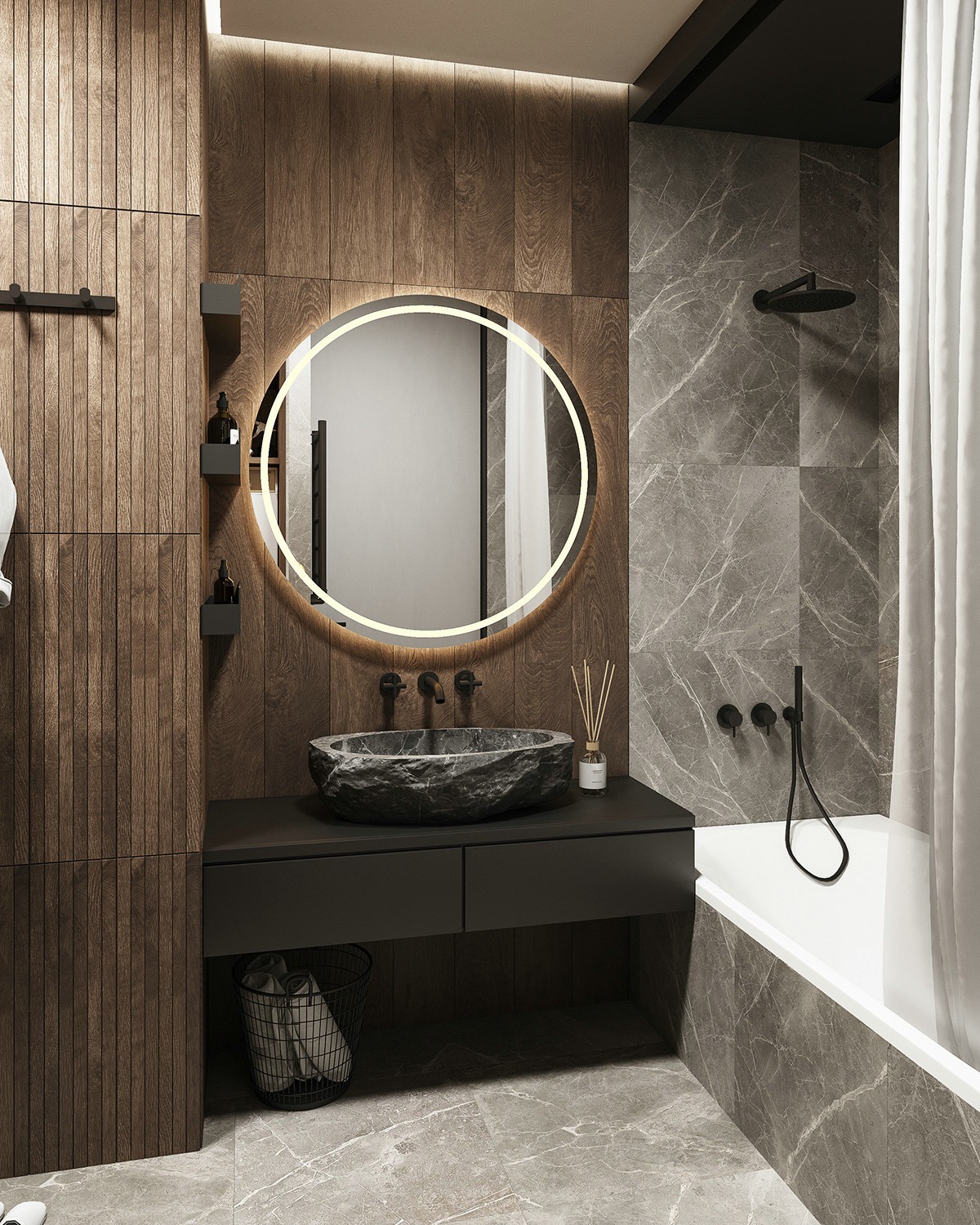 莫斯科87㎡ 暗色系空间设计-20