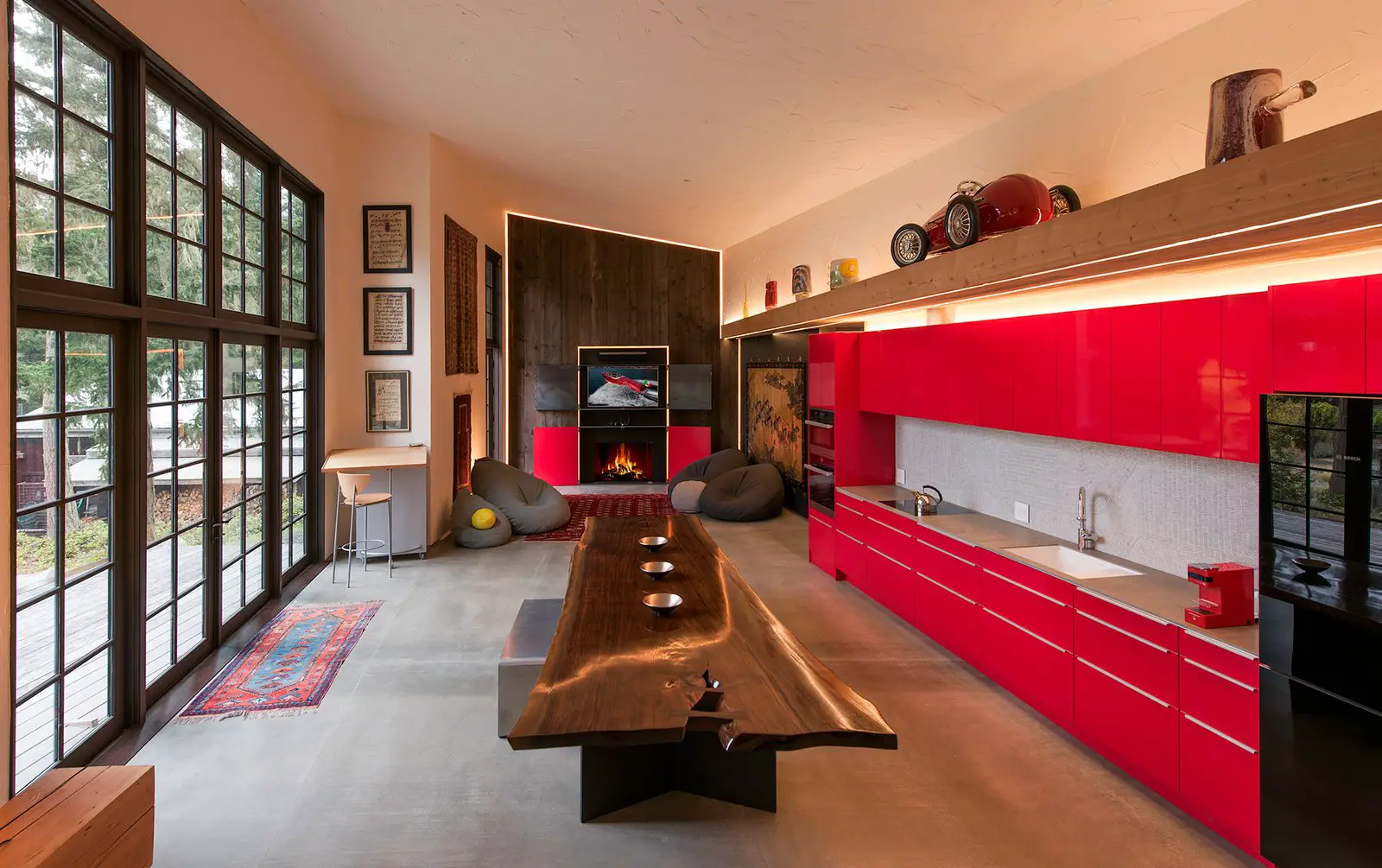 环保木屋设计,红色法拉利厨房成亮点-4
