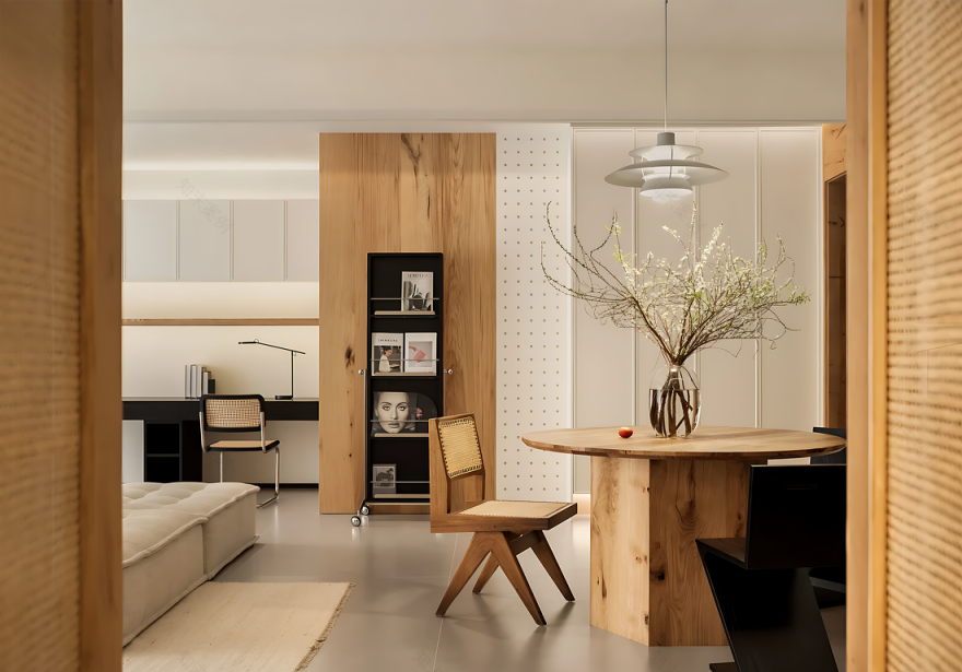 奶油原木风温馨小户型之家设计-18