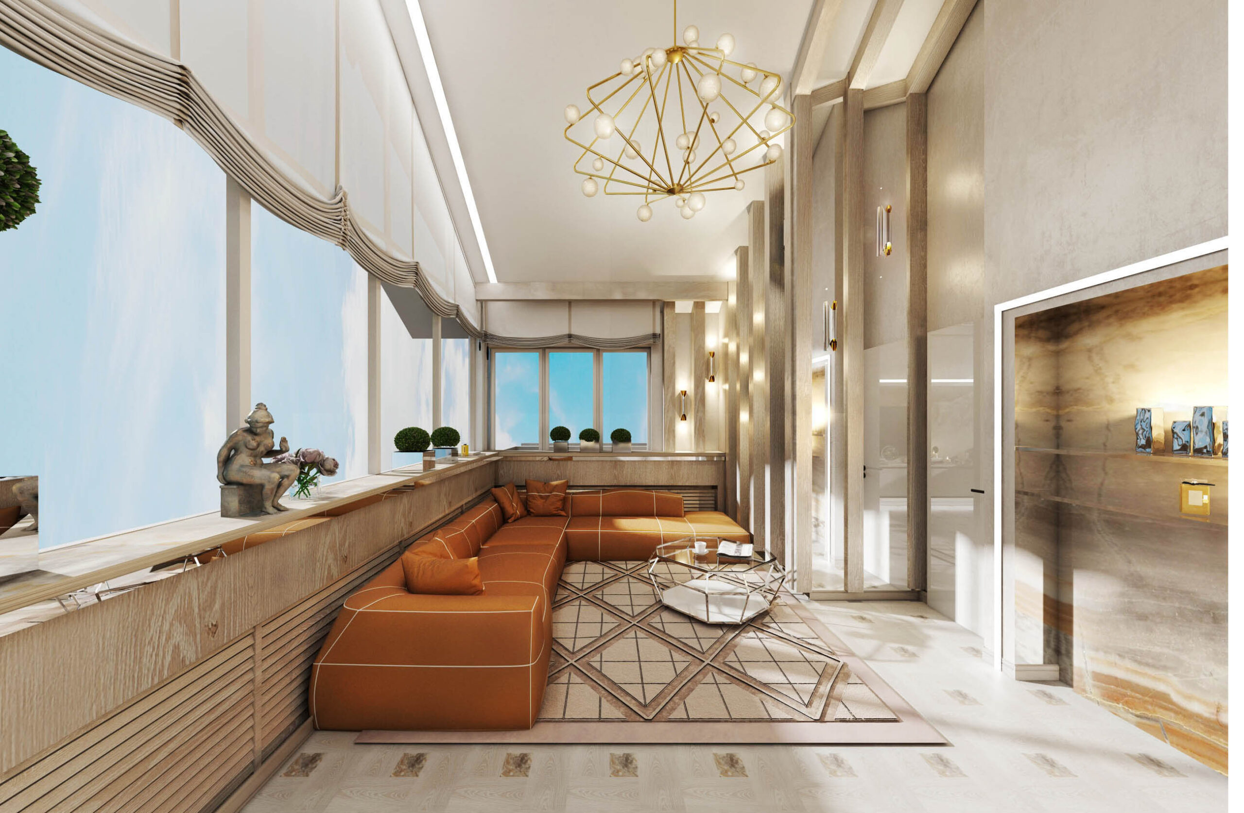 Бежевая гостиная 26м²（26平方米米色客厅）丨бюро ARXY-18