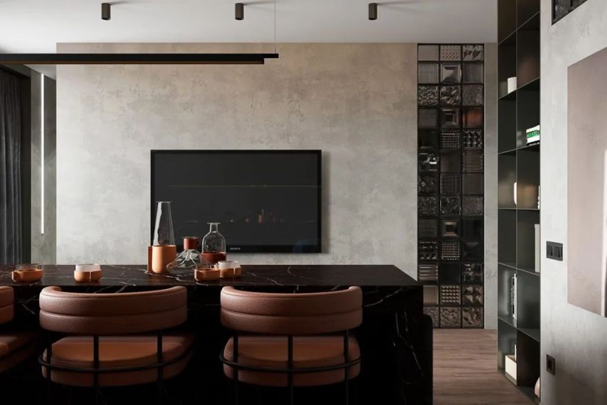 现代简约风暗色系混凝土住宅-11