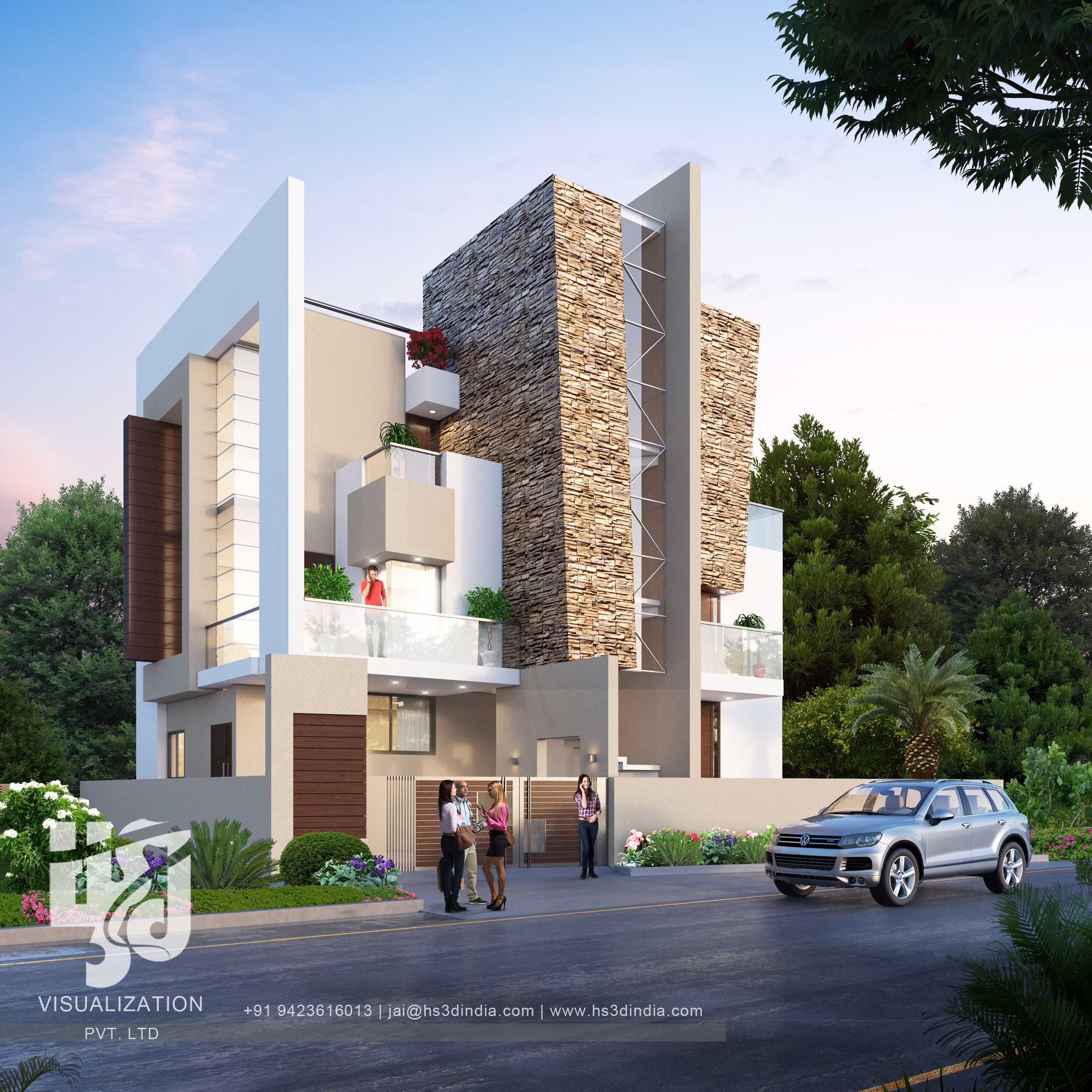 印度 HS3D 可视化平房夜景渲染-33