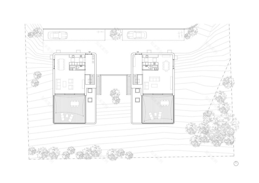 瑞士霍夫斯特滕山坡别墅,弯曲屋顶连接两层空间-18
