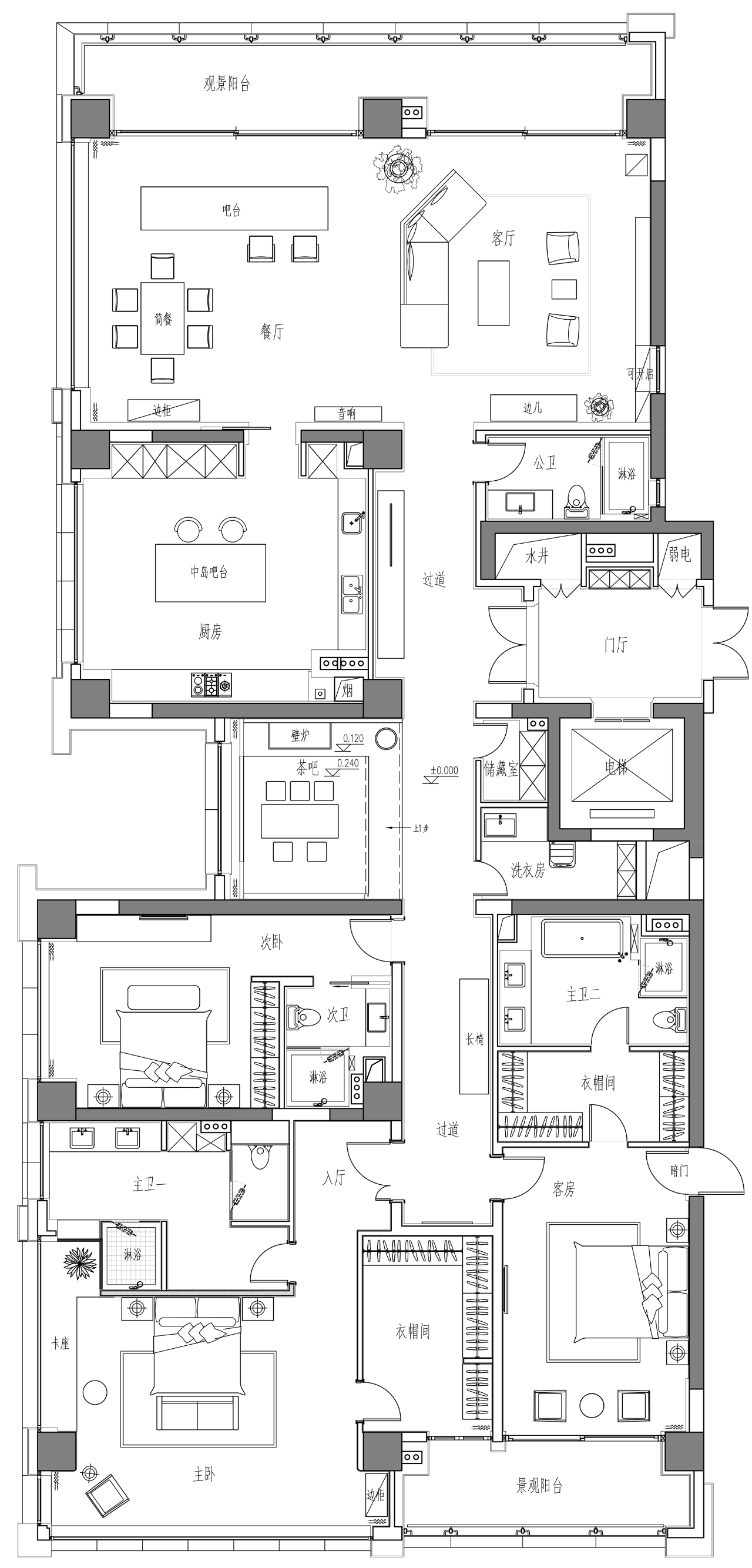 杨钧新作｜杭州 400㎡ 平层，山水寄清音-69