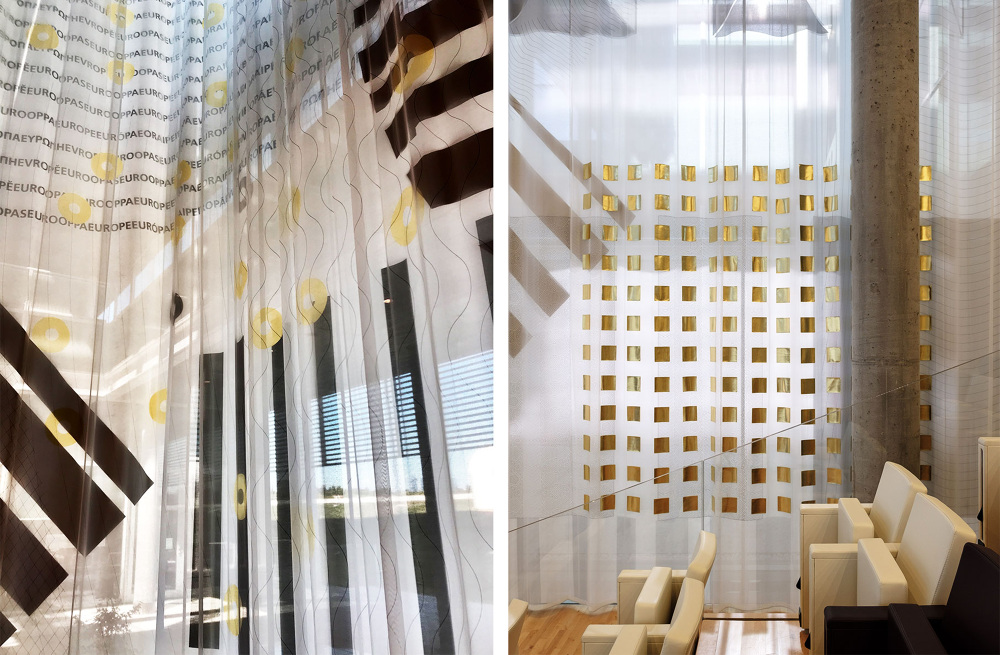 Madrid 银行大厅双层窗帘设计 | 欧陆风格与透明几何的融合-5