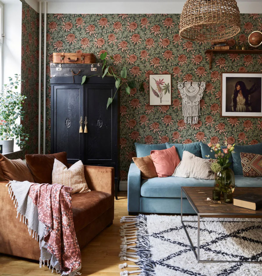 瑞典百年公寓的复古花卉之旅-1