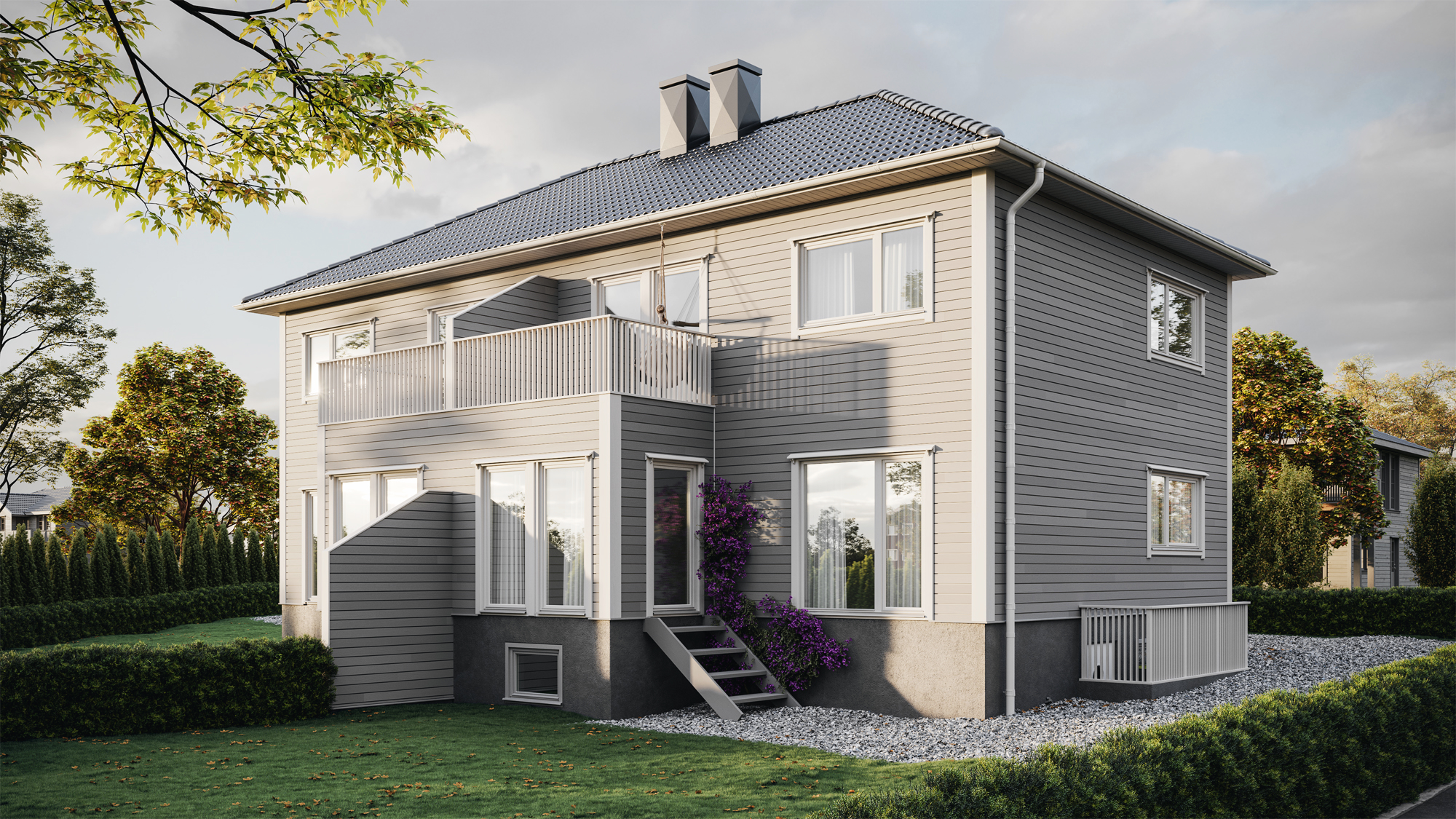 3D 可视化半独立式住宅丨挪威丨PAJORVIS.-8