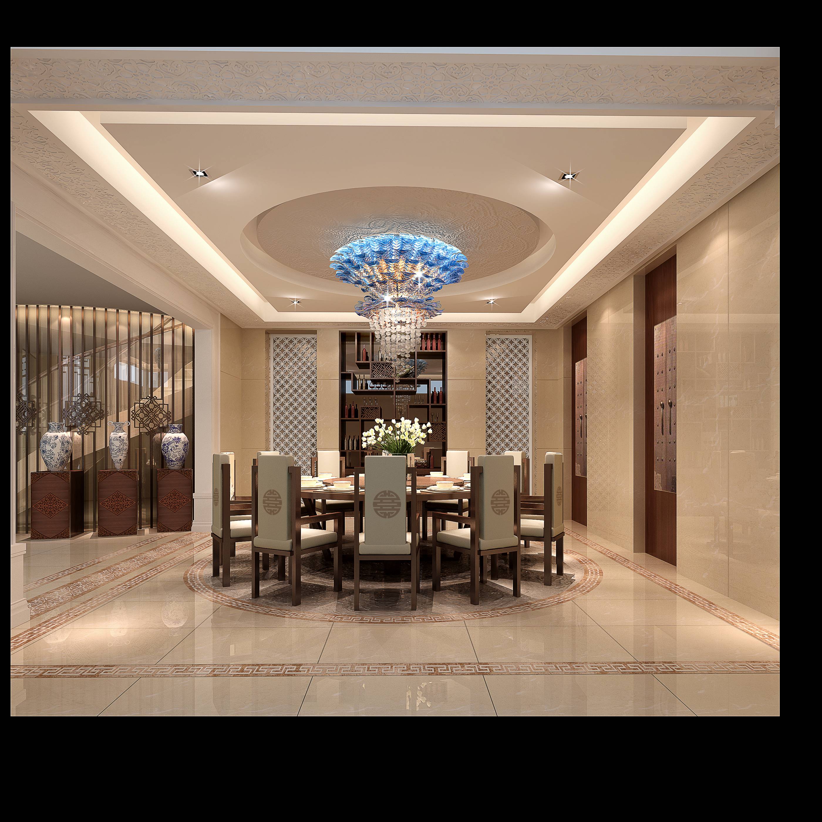 新中式 中式古典 奢华家装别墅样板房-10-33