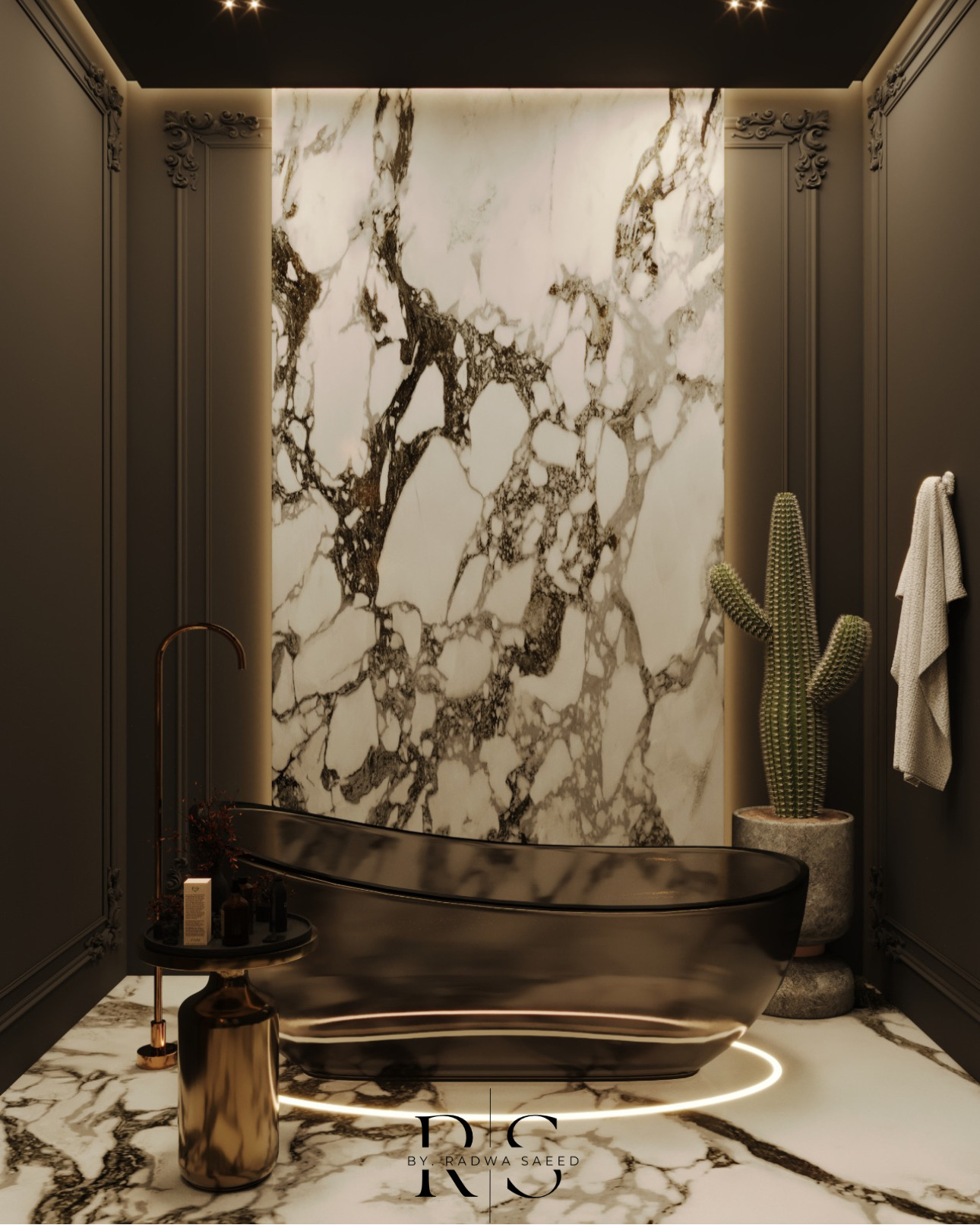 Luxurious bathroom with dramatic backlit marble-2