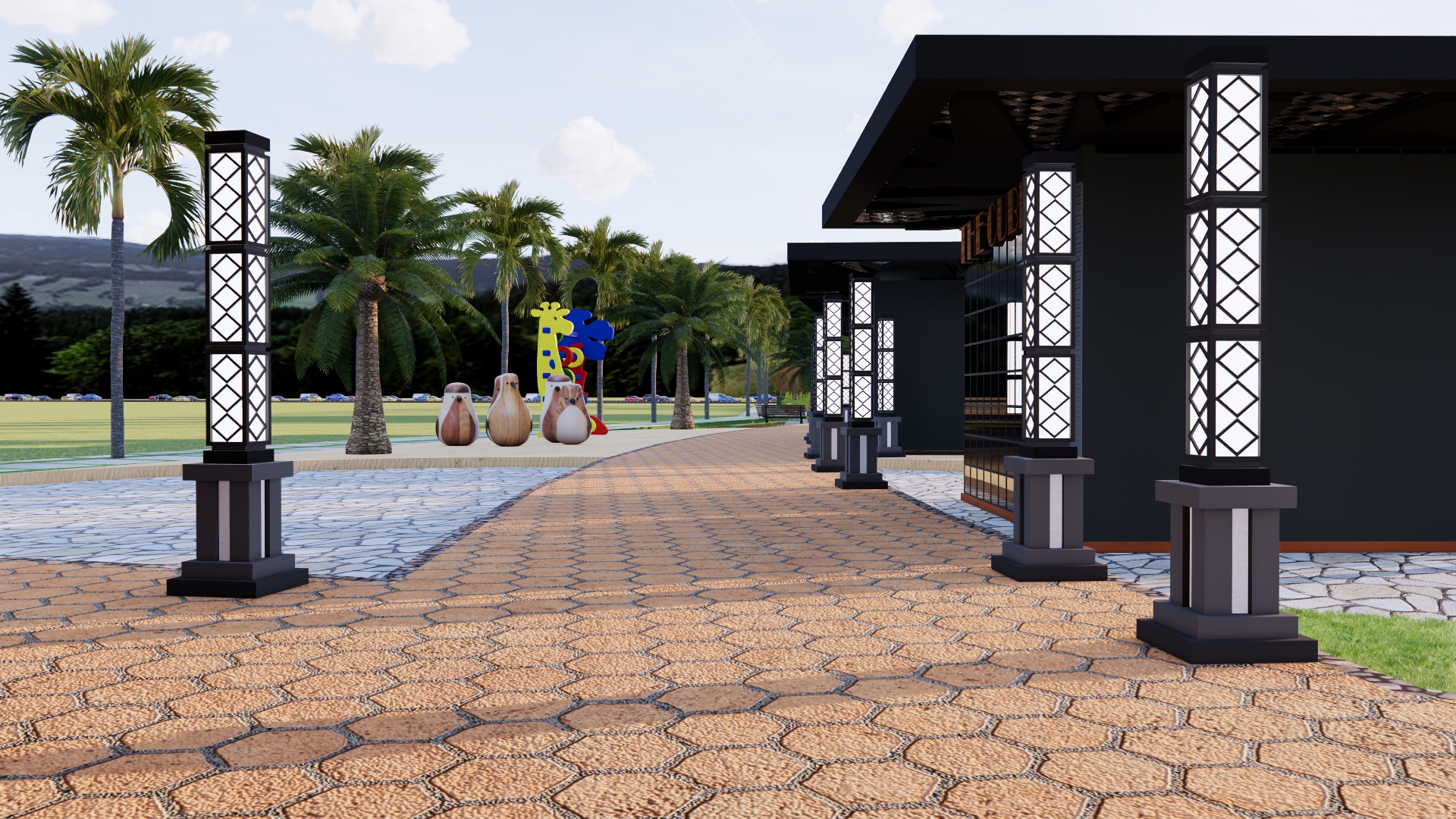 تصميم لمنتزه به العديد من الكافيهات والمطاعم في عمان-51