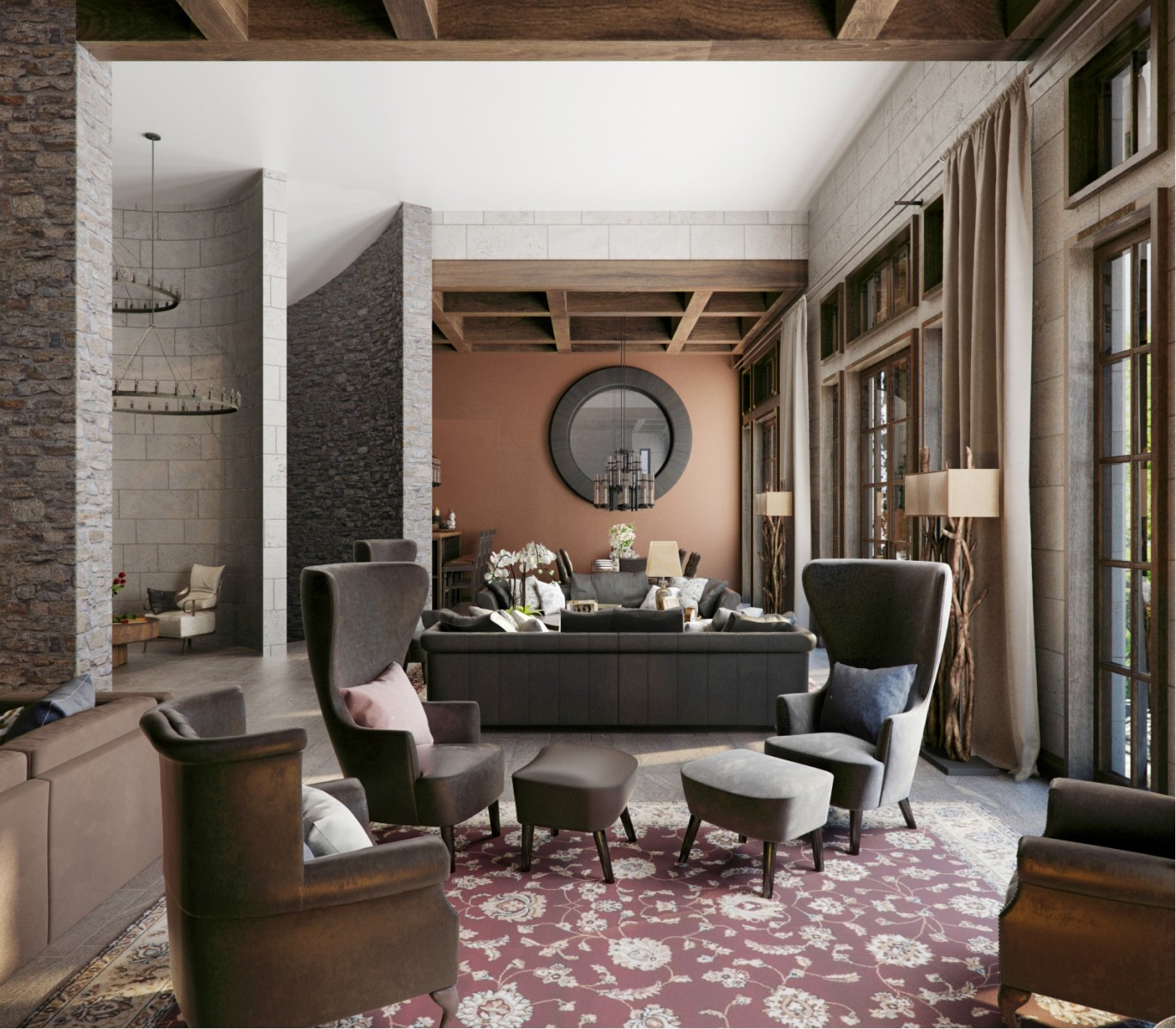 The interiors of the country residence of 1000 m  in Tbilisi Alexandra Fedorova-0