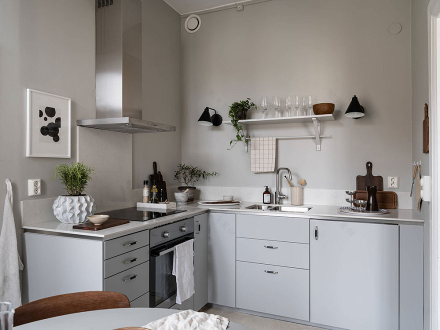 瑞典 41 平米小公寓的温馨灰色空间设计-12