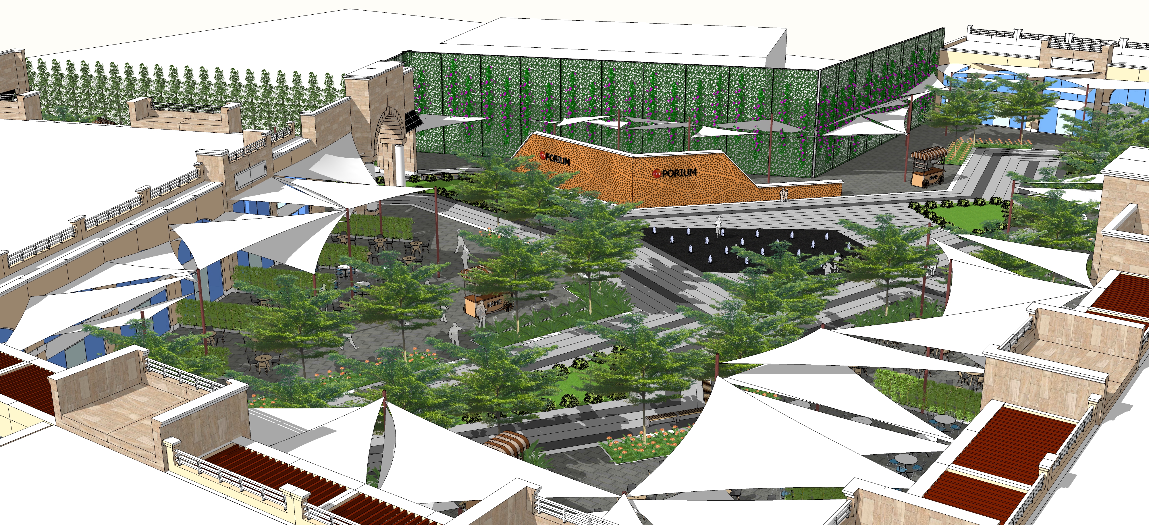 Landscape Design for Commercial area - Sketchup-3